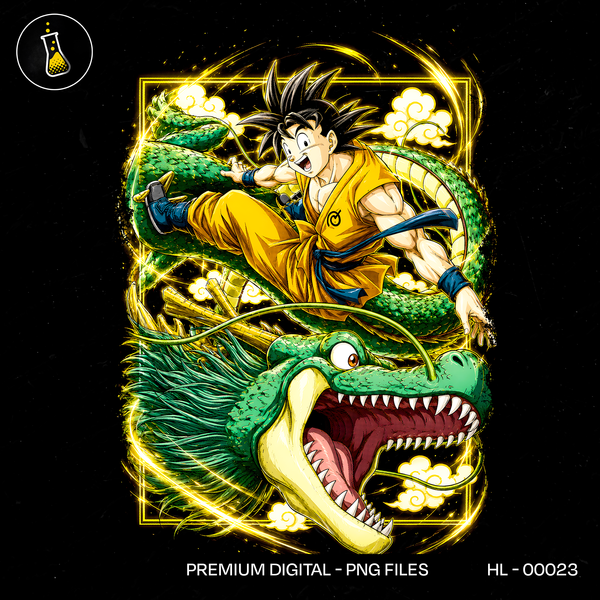 Kid Goku and Shenron Eternal Dragon Estampa