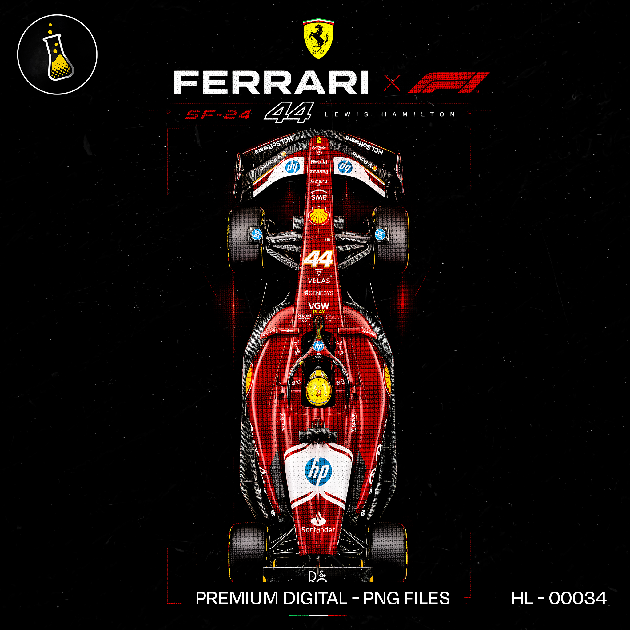 Lewis Hamilton Ferrari F1 Estampa