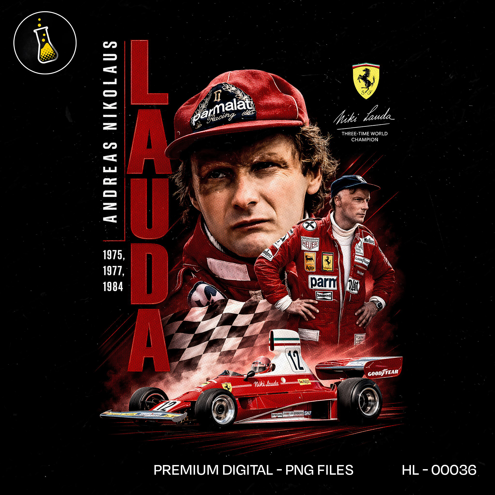 Niki Lauda Ferrari F1 Legend Estampa