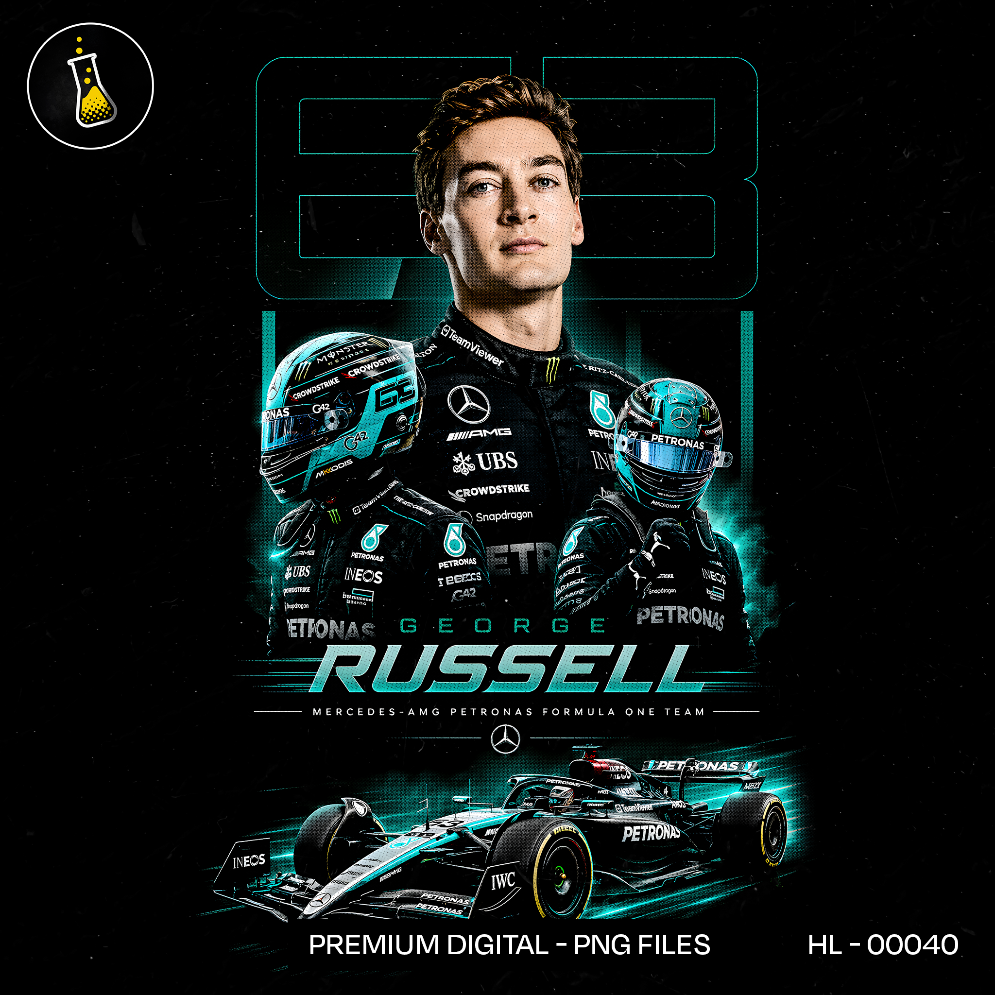 George Russell Mercedes F1 Estampa