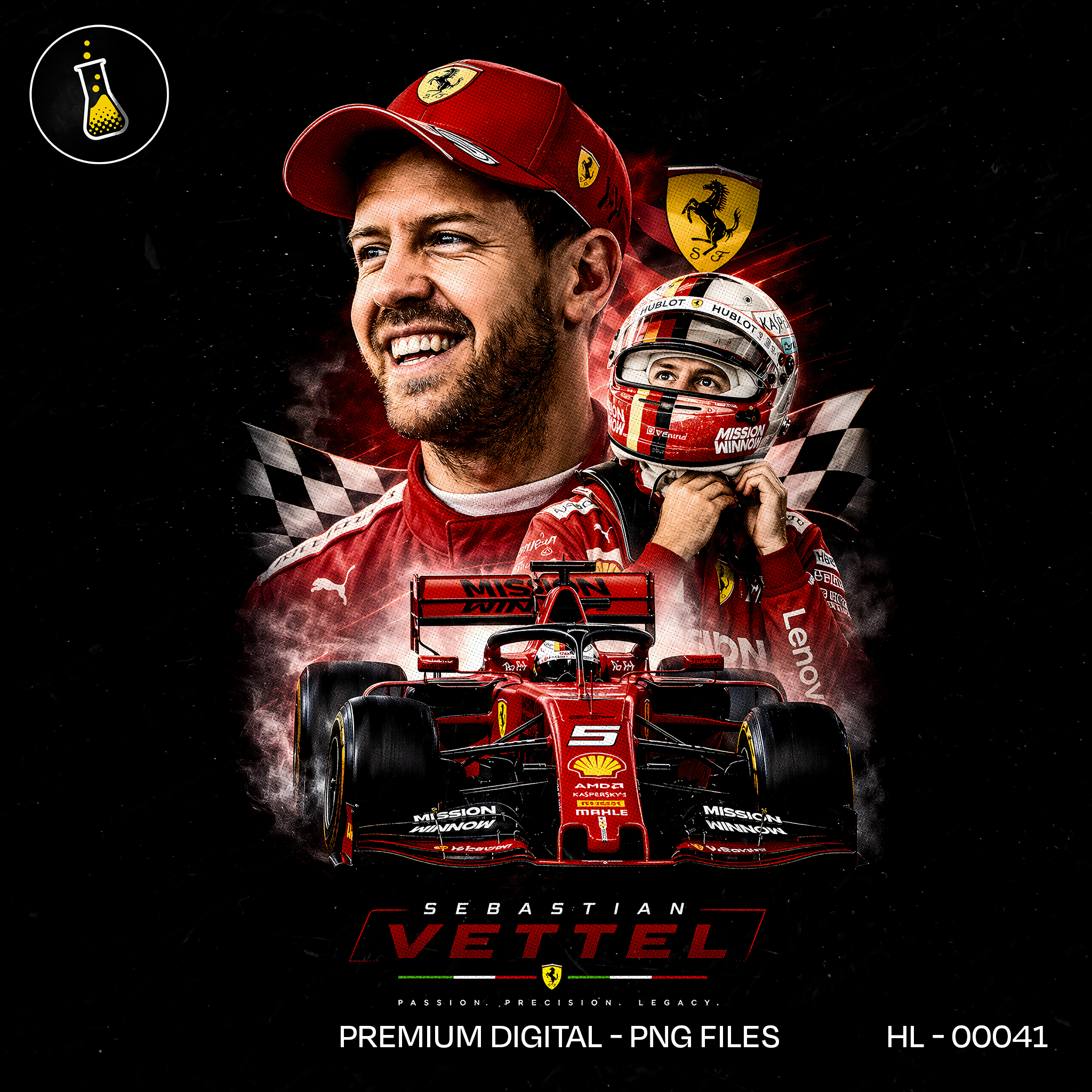 Sebastian Vettel Ferrari F1 Estampa