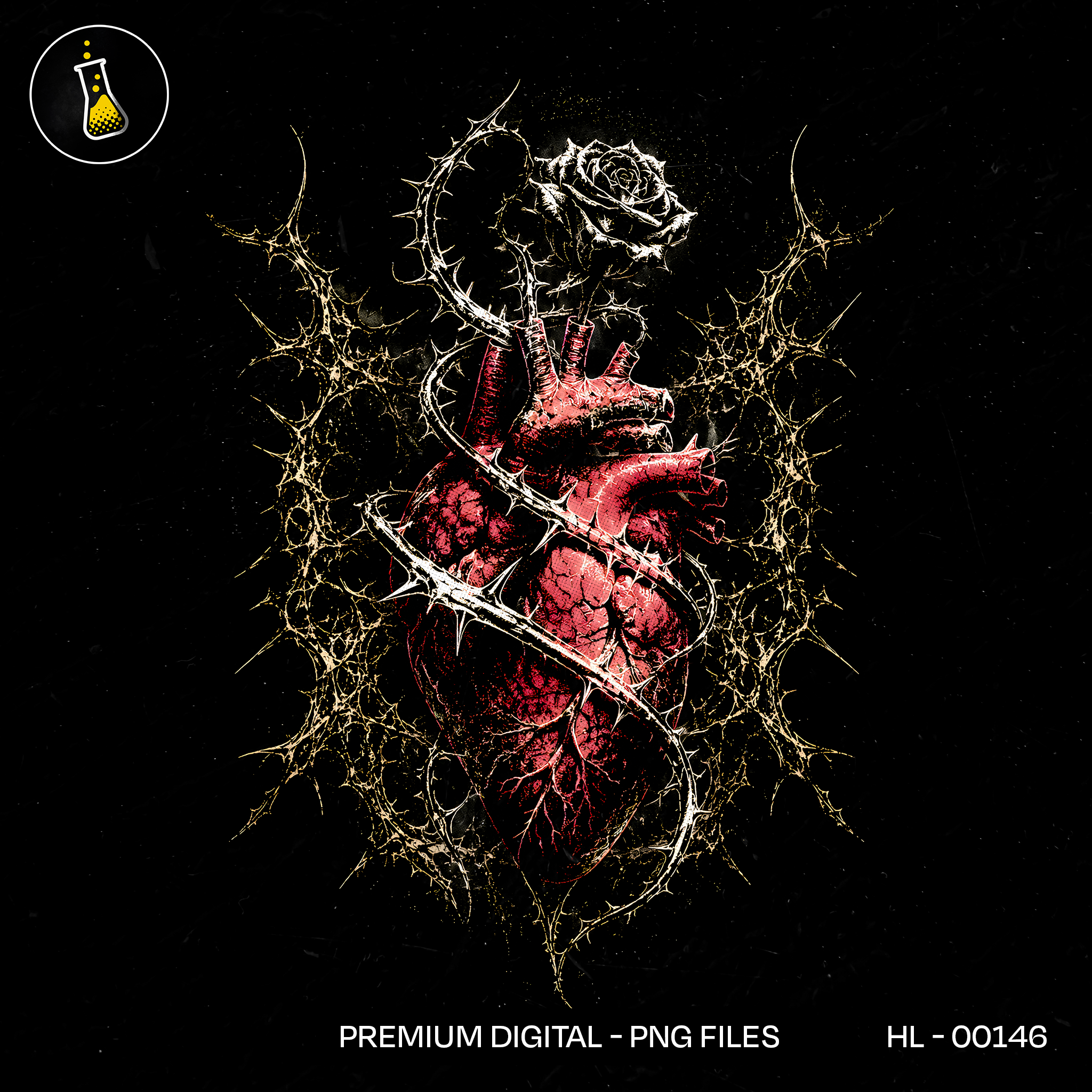 Anatomical Heart Thorns Rose Streetwear Estampa