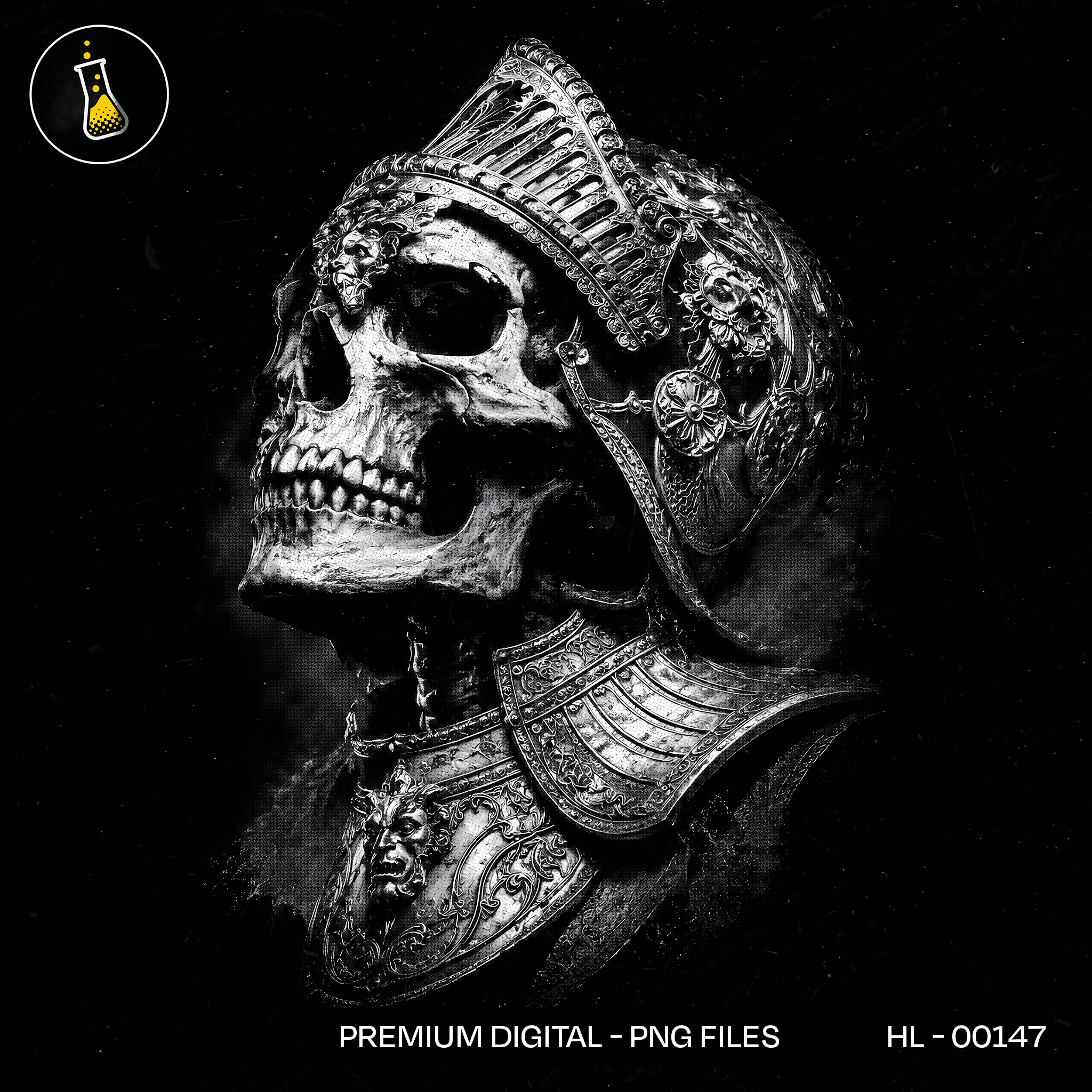 Ornate Silver Skull Knight Streetwear Estampa