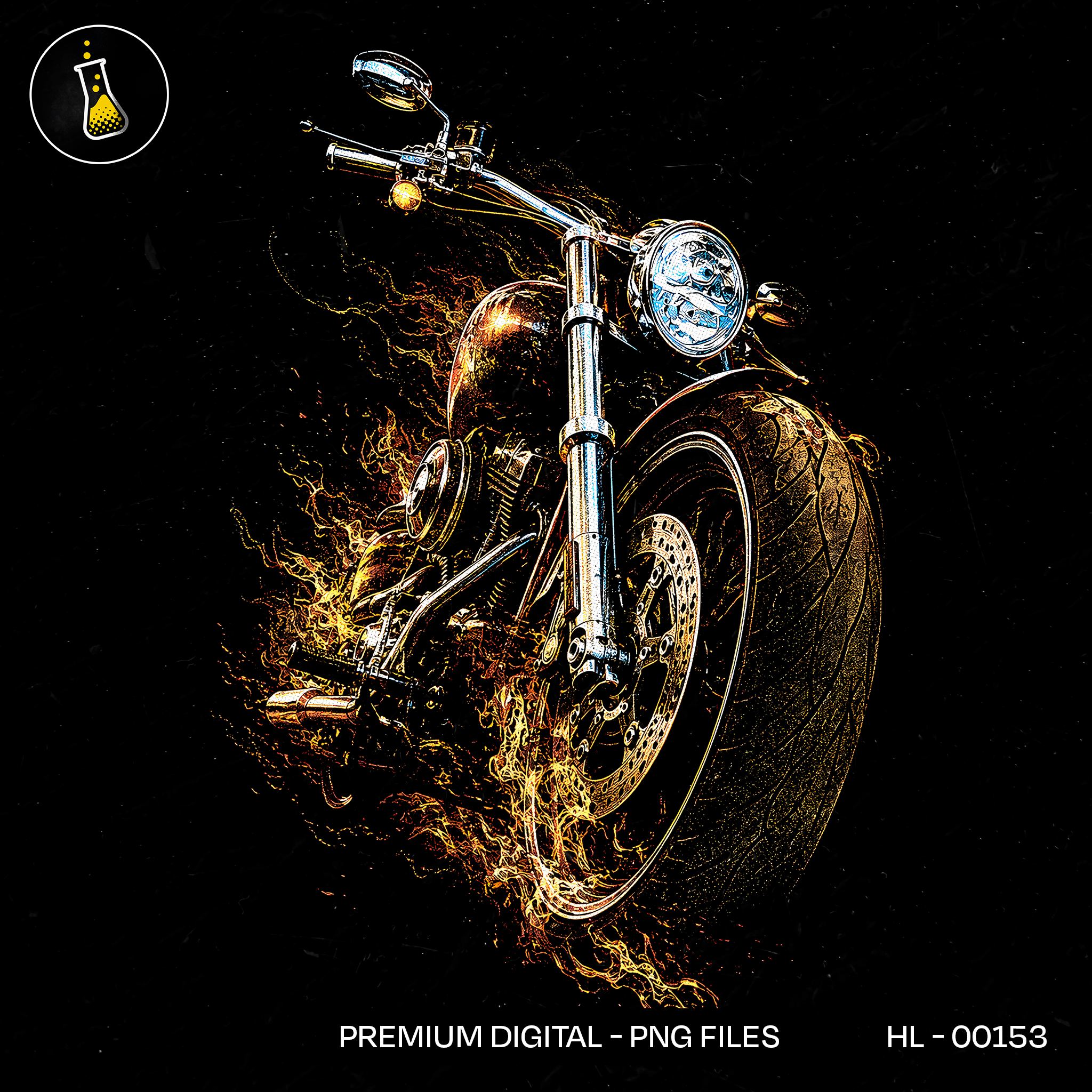 Flaming Chopper Motorcycle Streetwear Estampa
