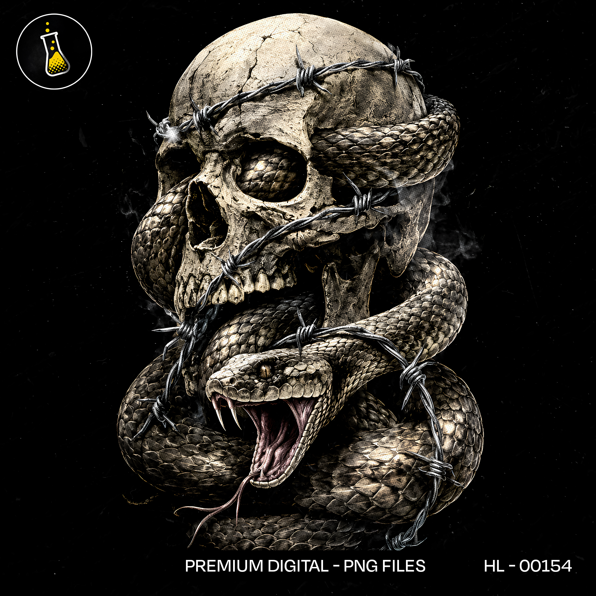 Skull Rattlesnake Barbed Wire Streetwear Estampa