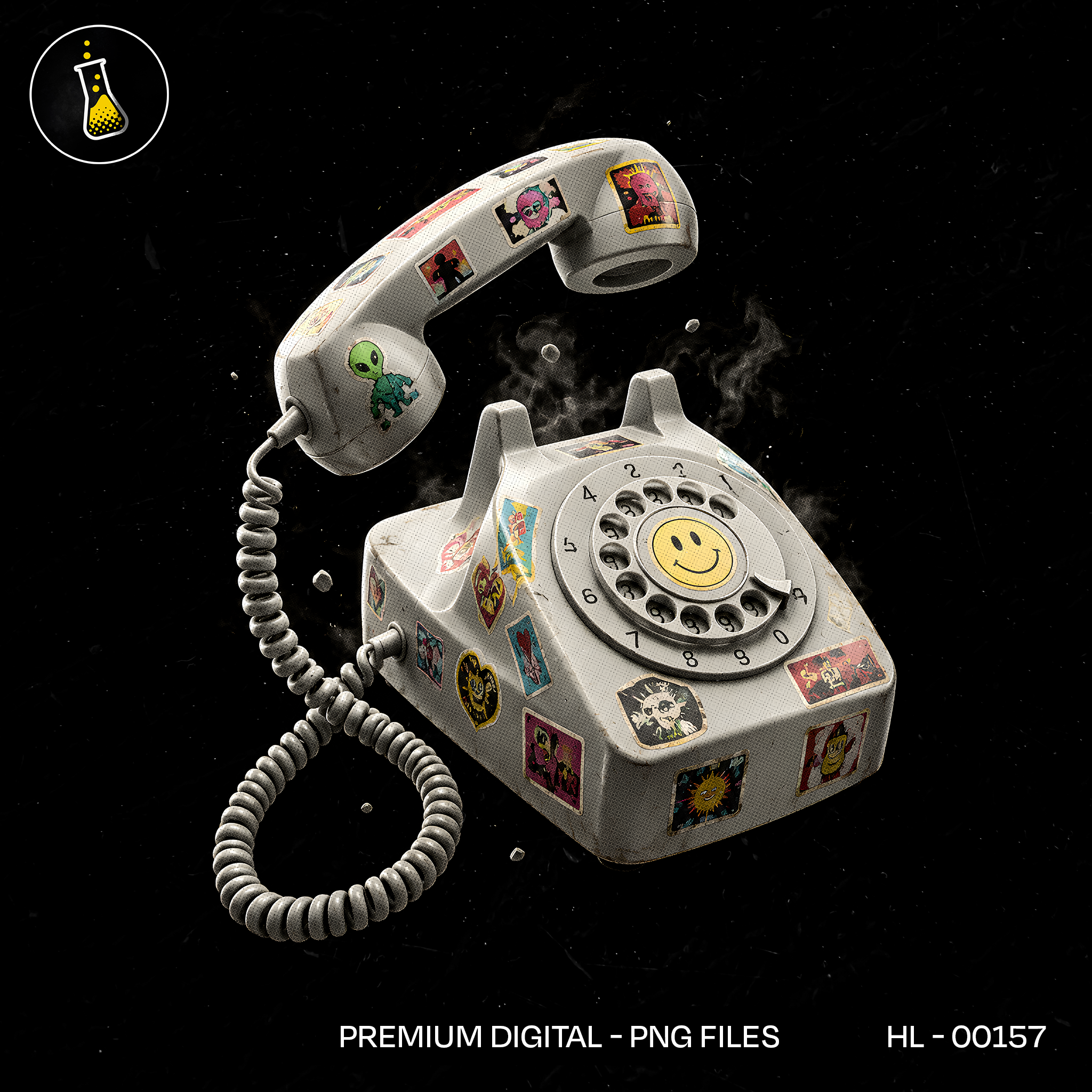 Retro Rotary Phone Sticker Bomb Streetwear Estampa