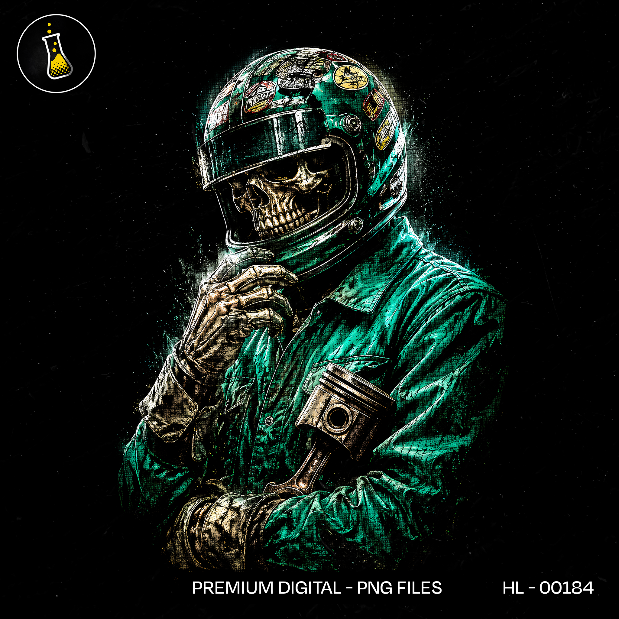 Skull Racer Piston Helmet Streetwear Estampa