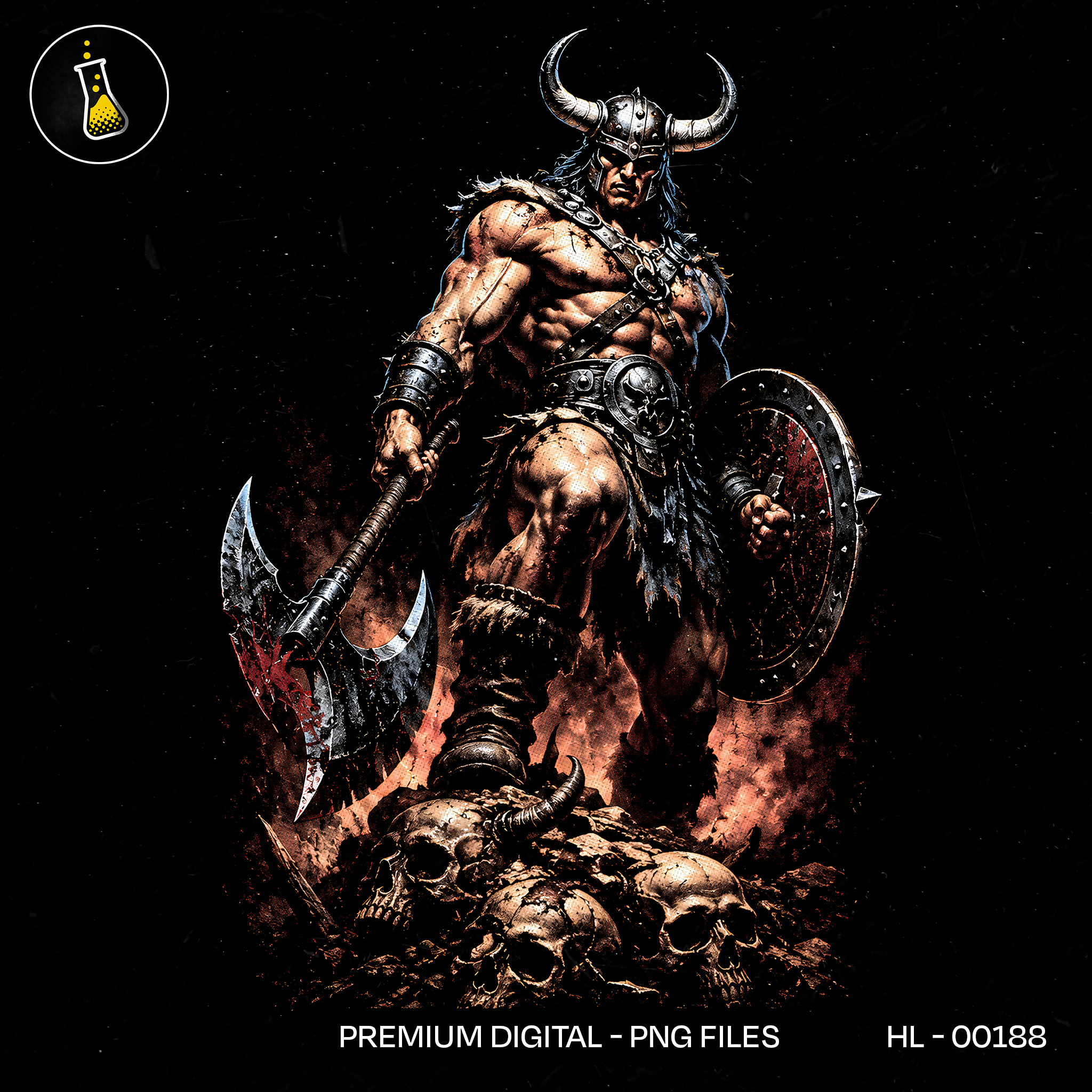 Barbarian Warrior on Skulls Streetwear Estampa