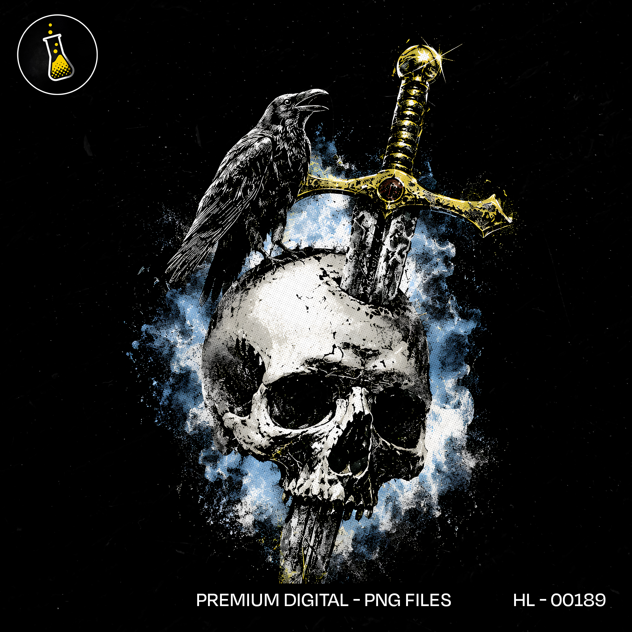 Raven Skull and Sword Streetwear Estampa
