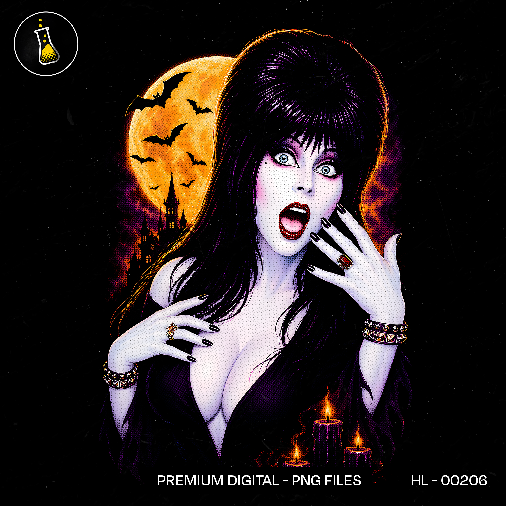 Gothic Vampire Queen Candles Halloween Estampa