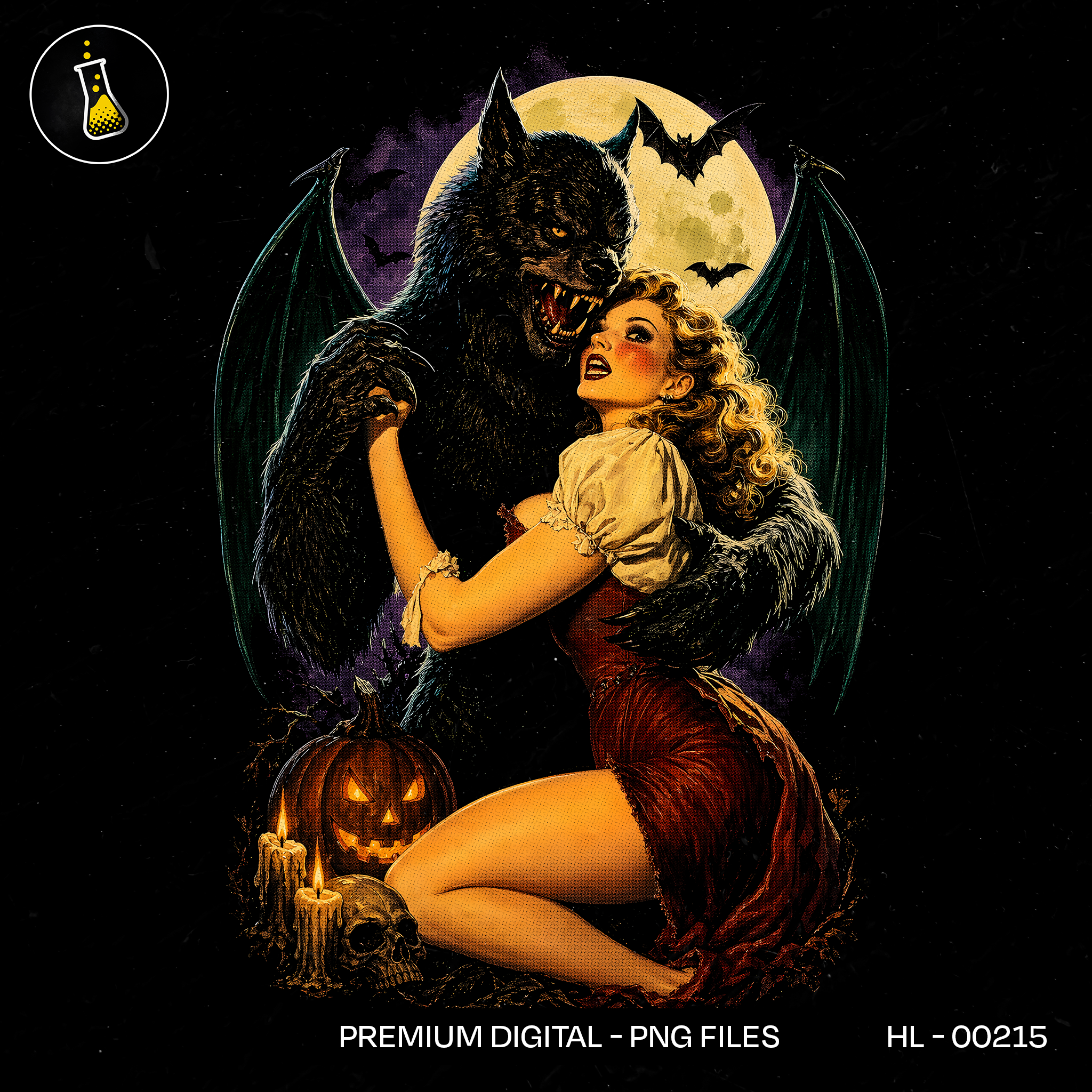 Werewolf Pinup Girl Dance Halloween Estampa