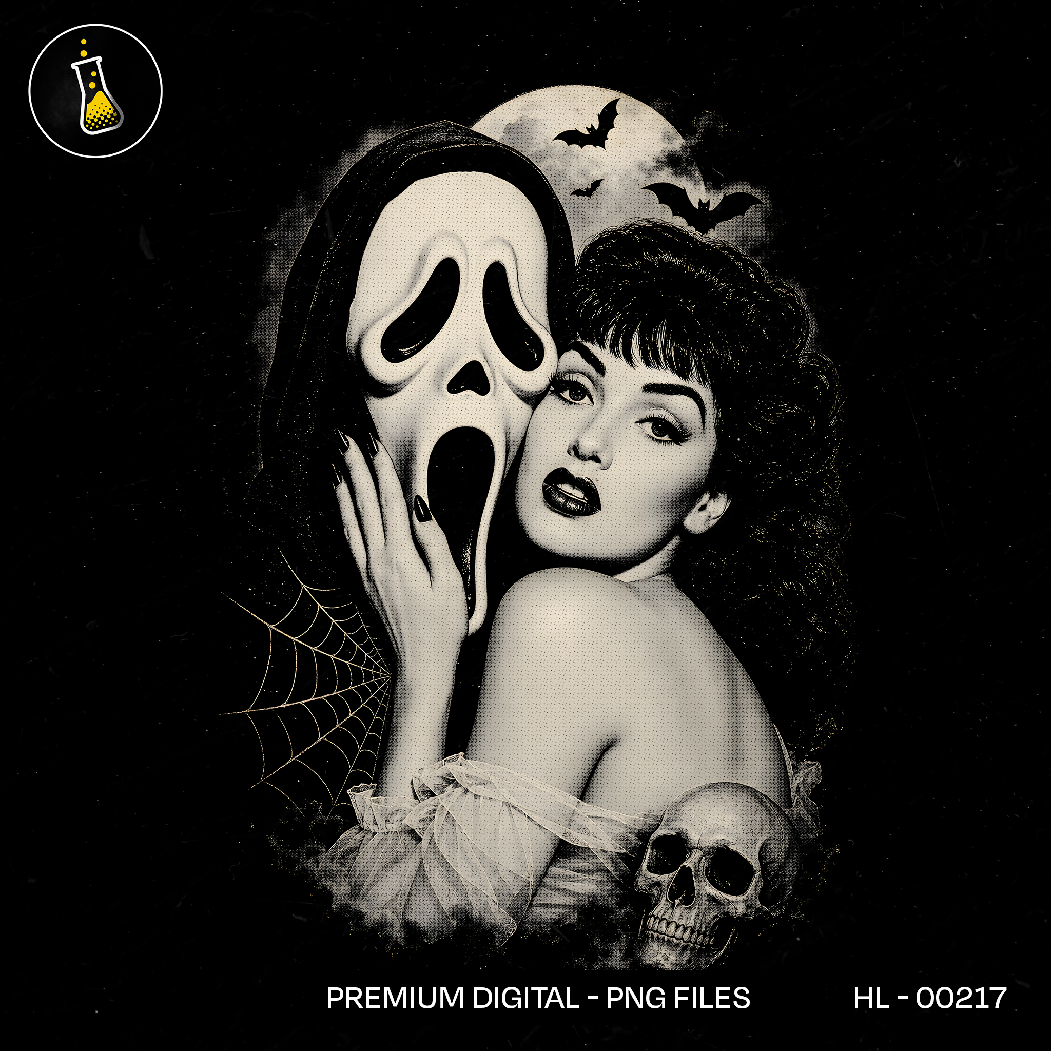 Ghost Face Mask Pinup Girl Halloween Estampa