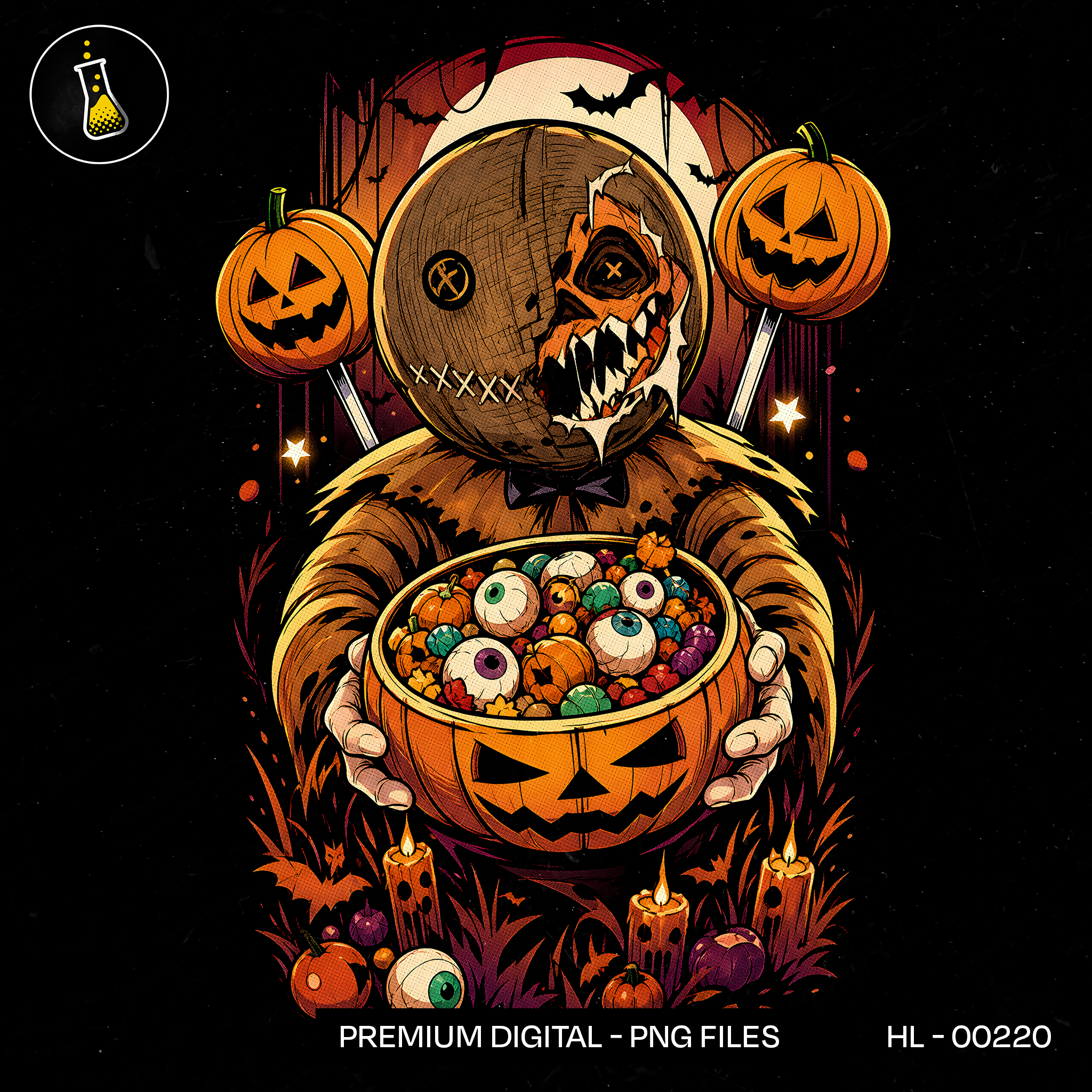 Burlap Sack Scarecrow Candy Bowl Halloween Estampa