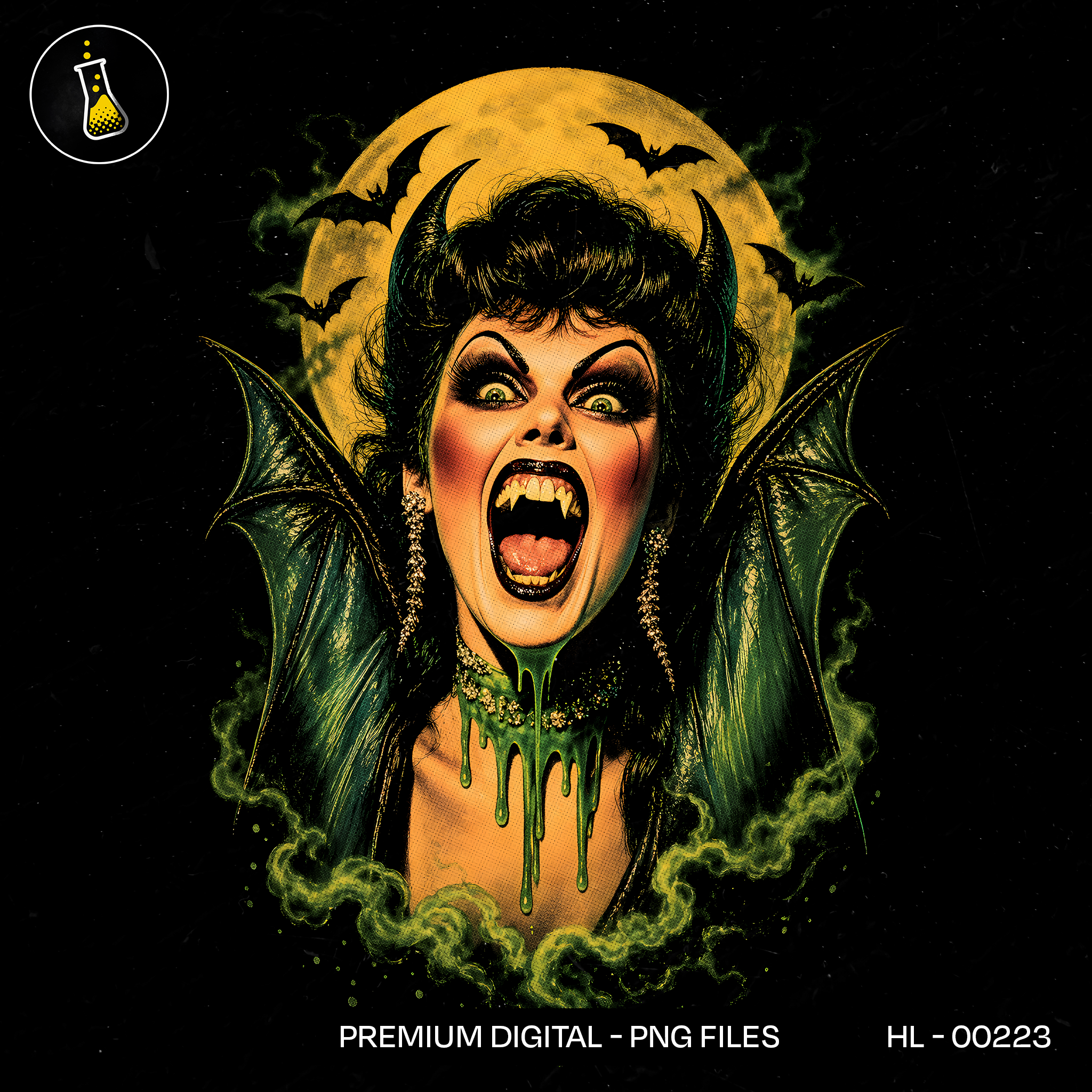 Screaming Vampire Woman Bat Wings Halloween Estampa