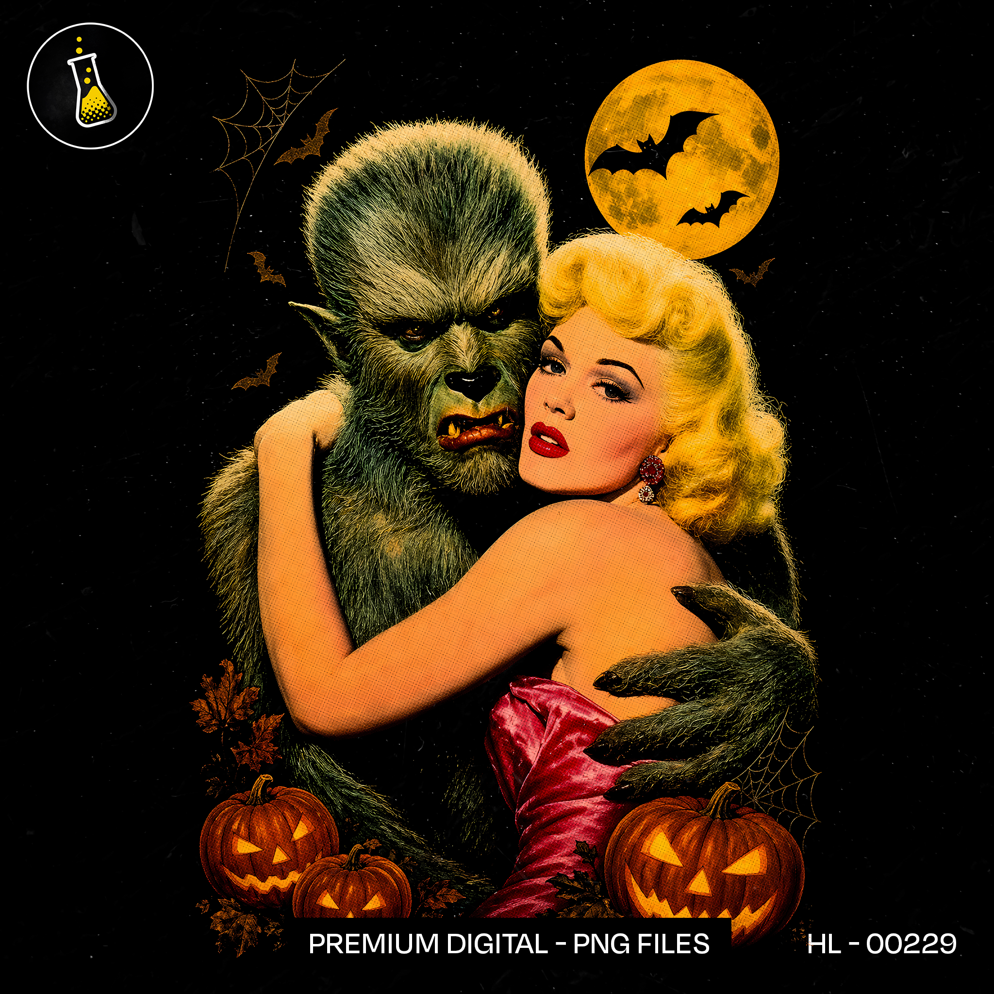 Werewolf Blonde Pinup Girl Halloween Estampa