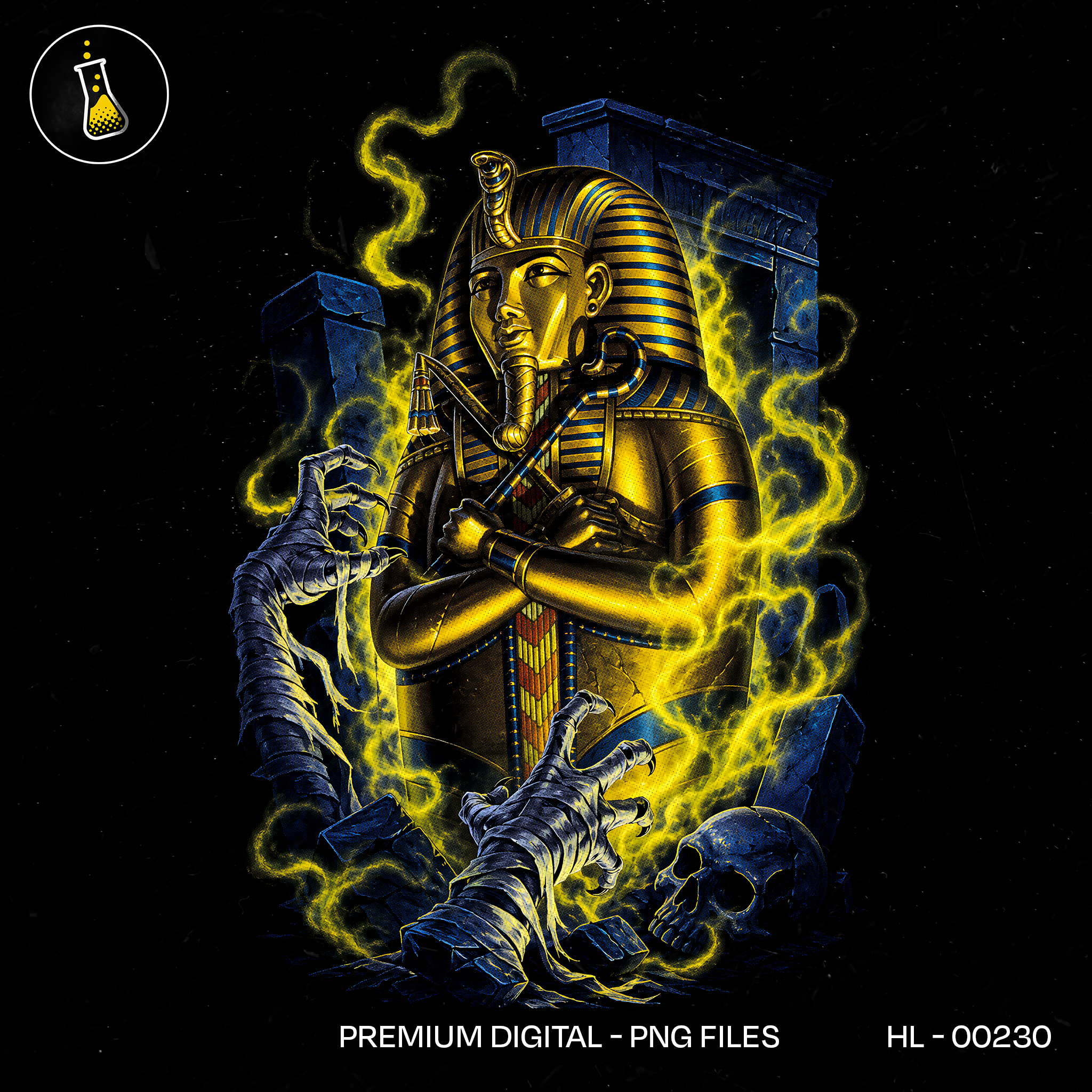 Golden Pharaoh Mummy Tomb Halloween Estampa