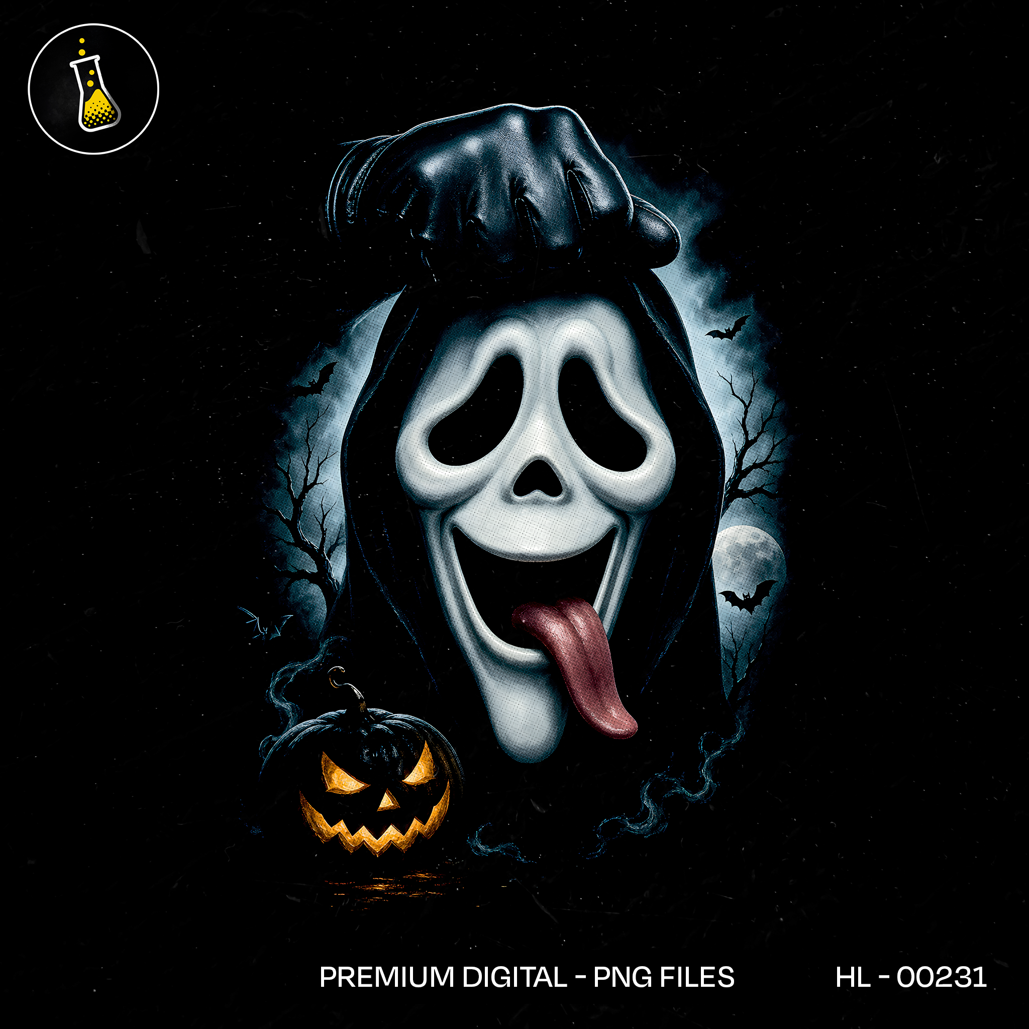 Ghost Face Mask Tongue Out Halloween Estampa