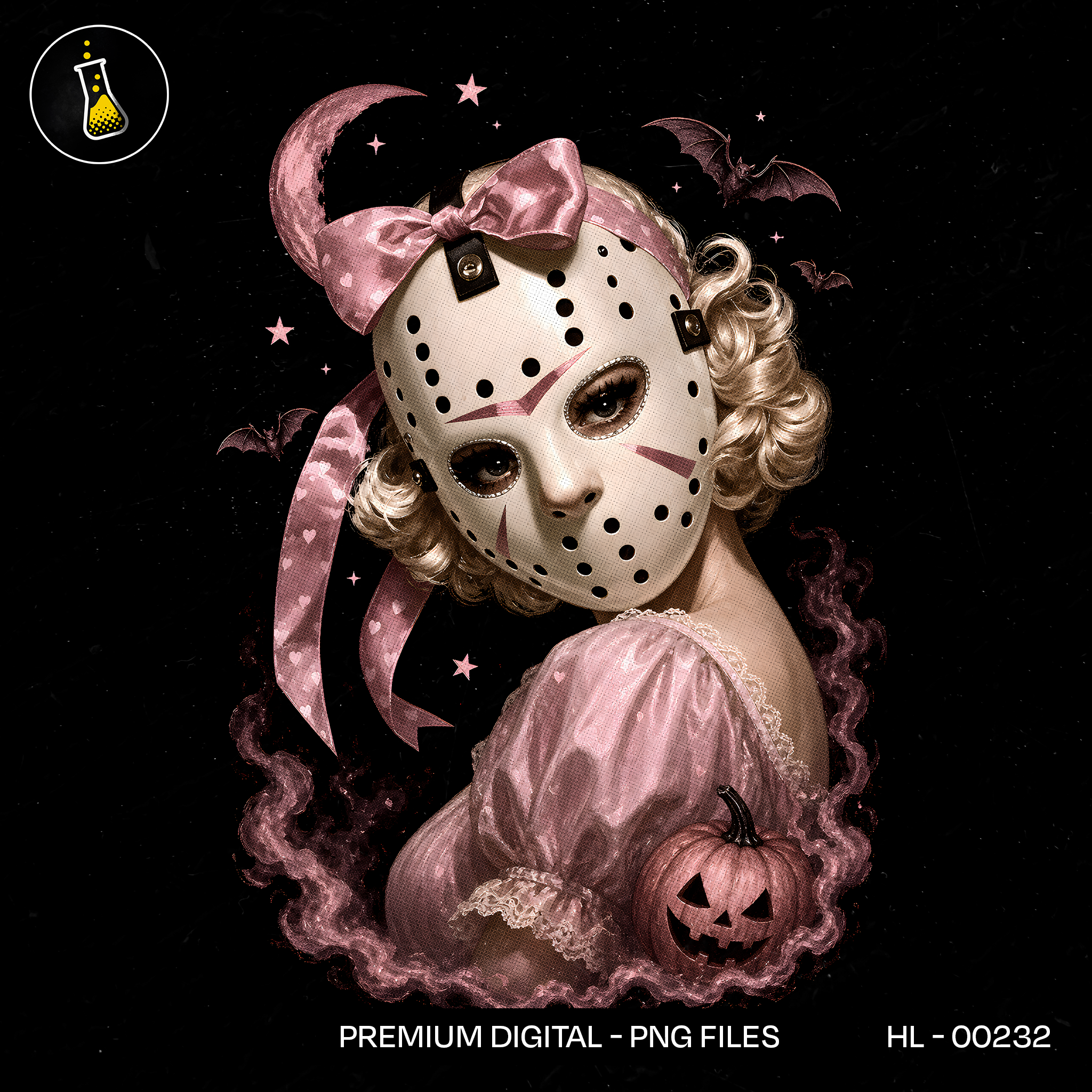Pink Hockey Mask Coquette Girl Halloween Estampa