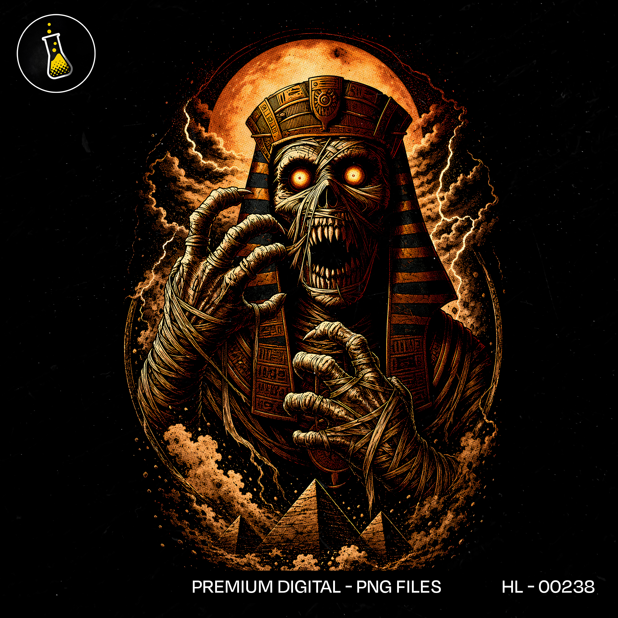 Undead Pharaoh Mummy Pyramids Halloween Estampa