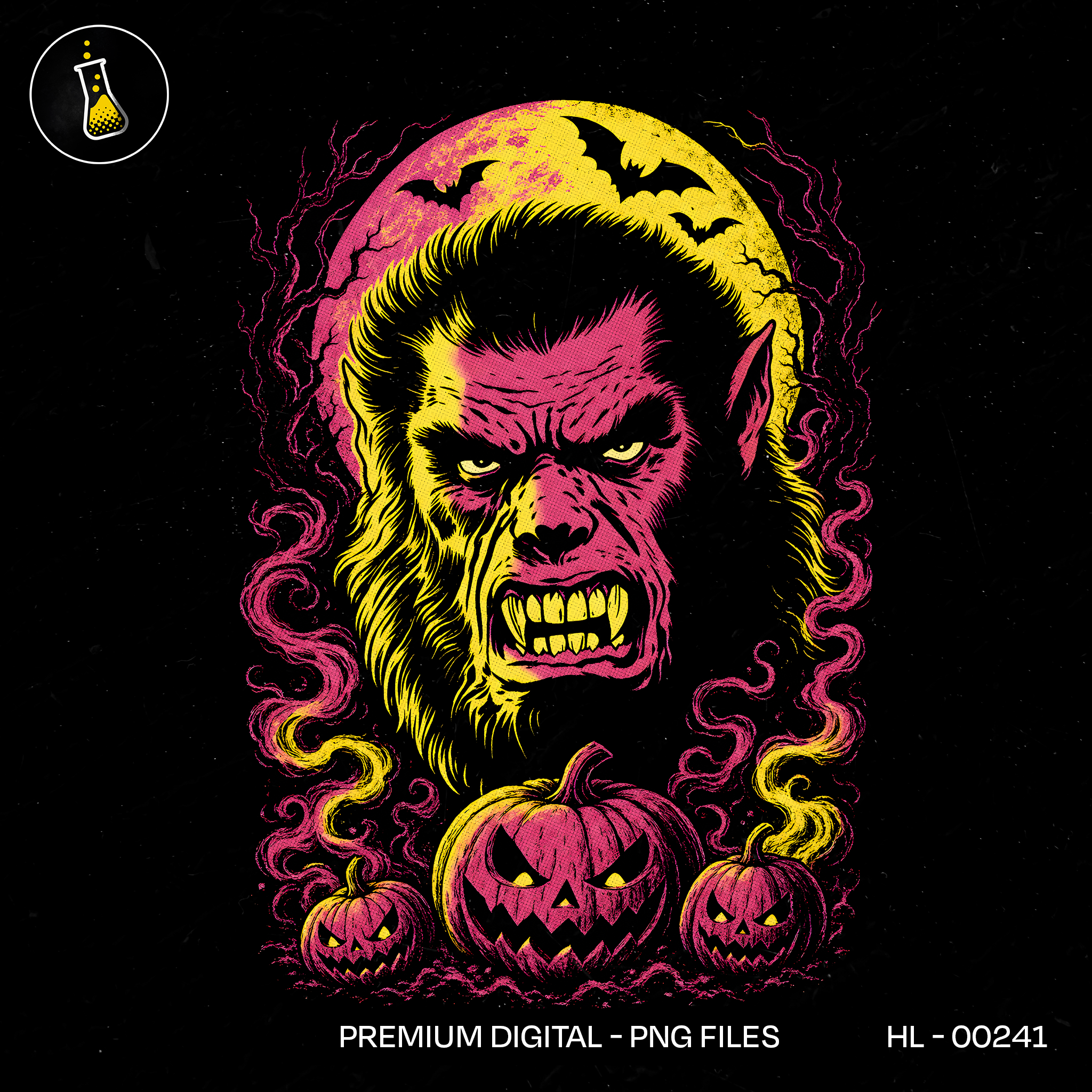 Neon Werewolf Jack O Lanterns Halloween Estampa