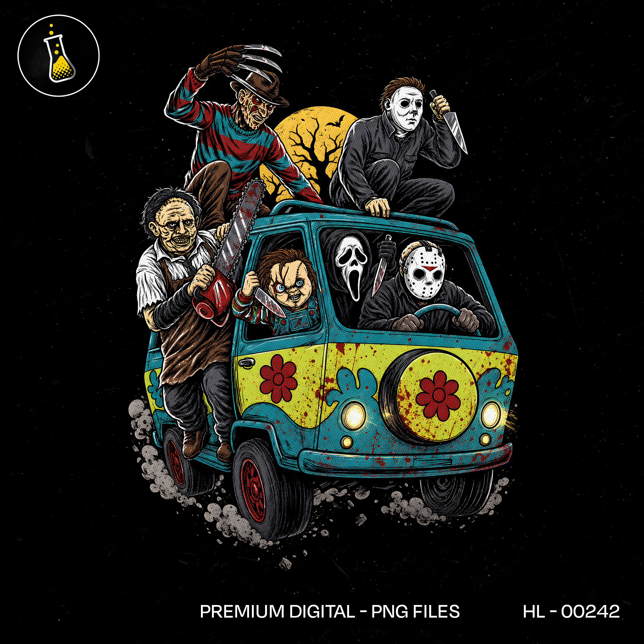 Slasher Villains Party Van Halloween Estampa
