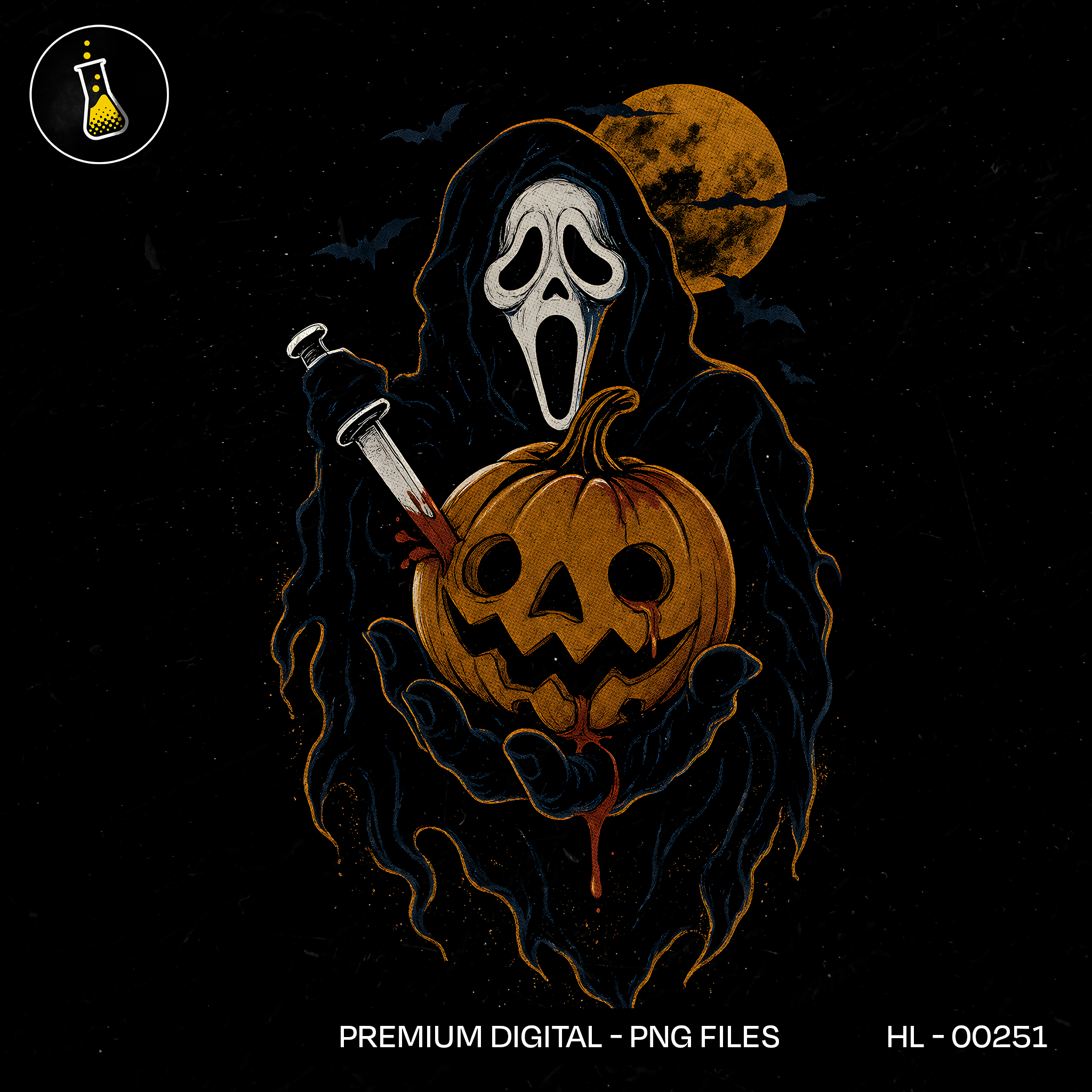 Ghost Face Killer Pumpkin Knife Halloween Estampa