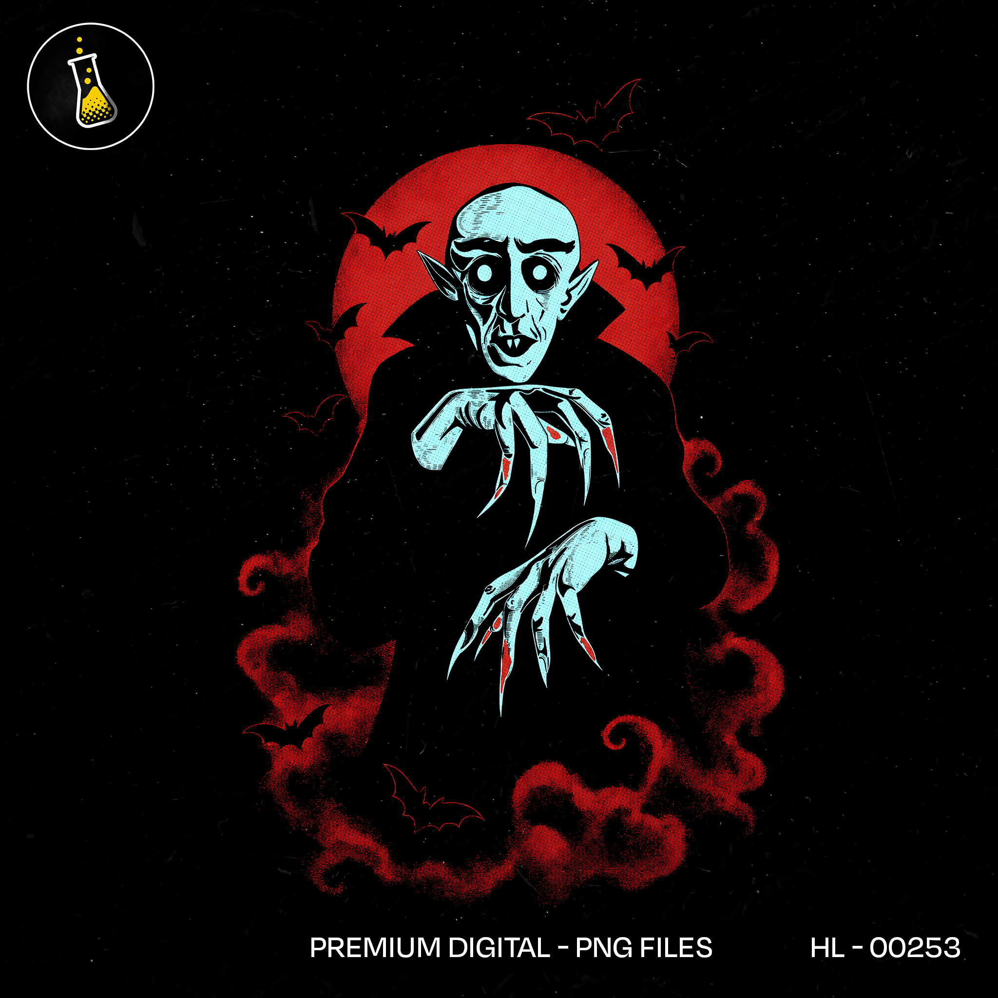 Nosferatu Vampire Red Moon Halloween Estampa