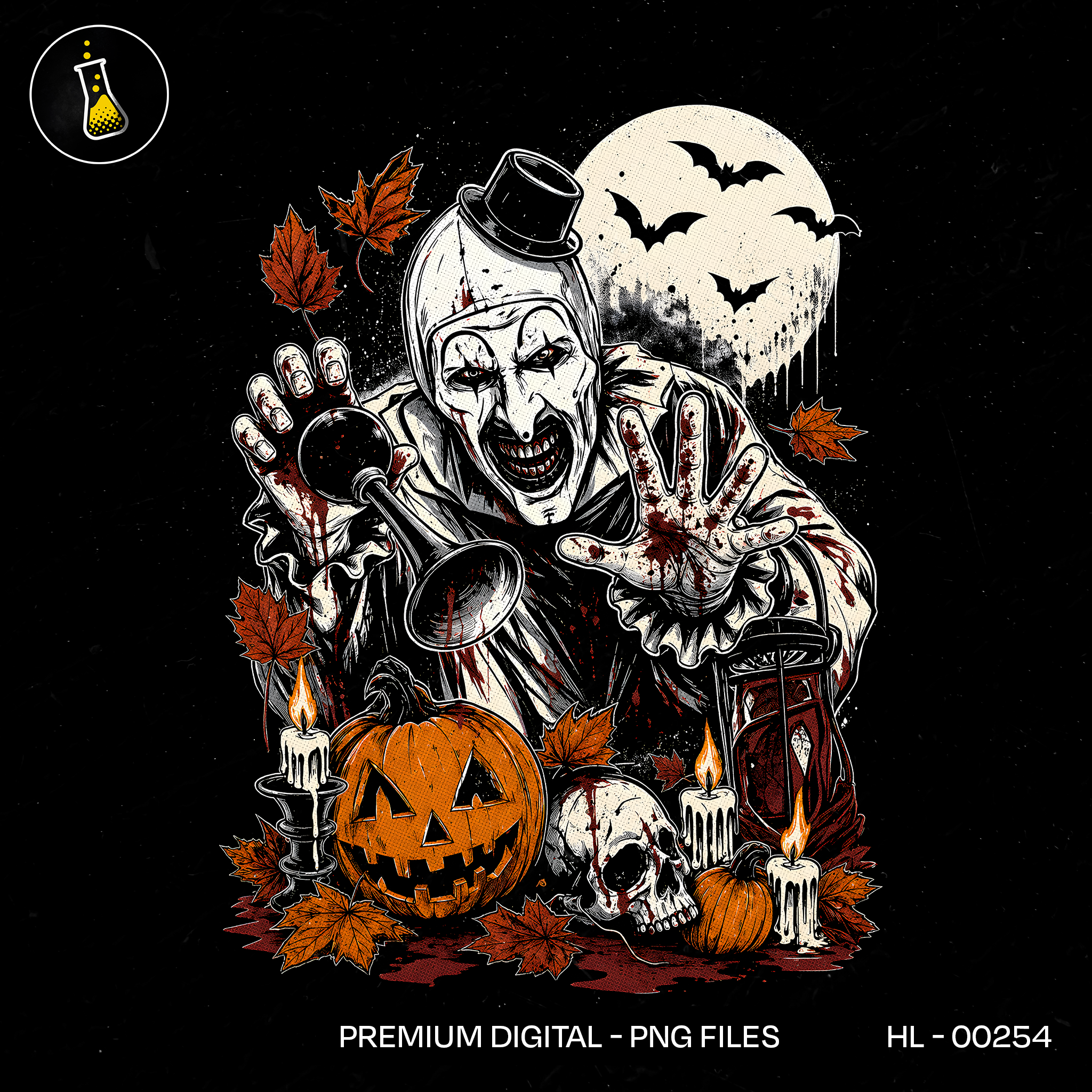 Scary Evil Clown Pumpkin Halloween Estampa