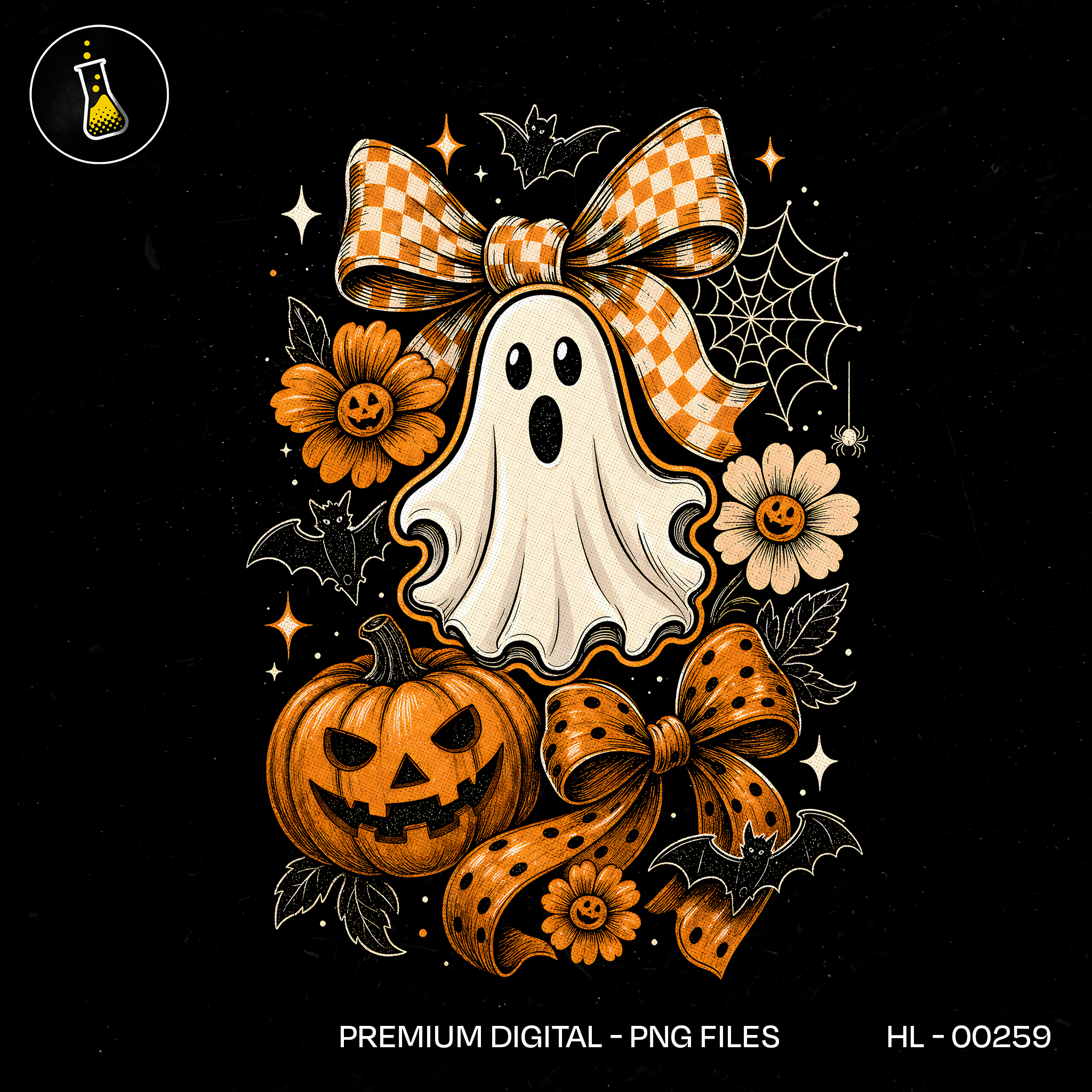 Cute Ghost Pumpkin Bows Halloween Estampa