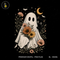 Cute Ghost Flowers Black Cat Halloween Estampa