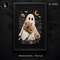 Cute Ghost Flowers Black Cat Halloween Estampa