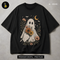 Cute Ghost Flowers Black Cat Halloween Estampa