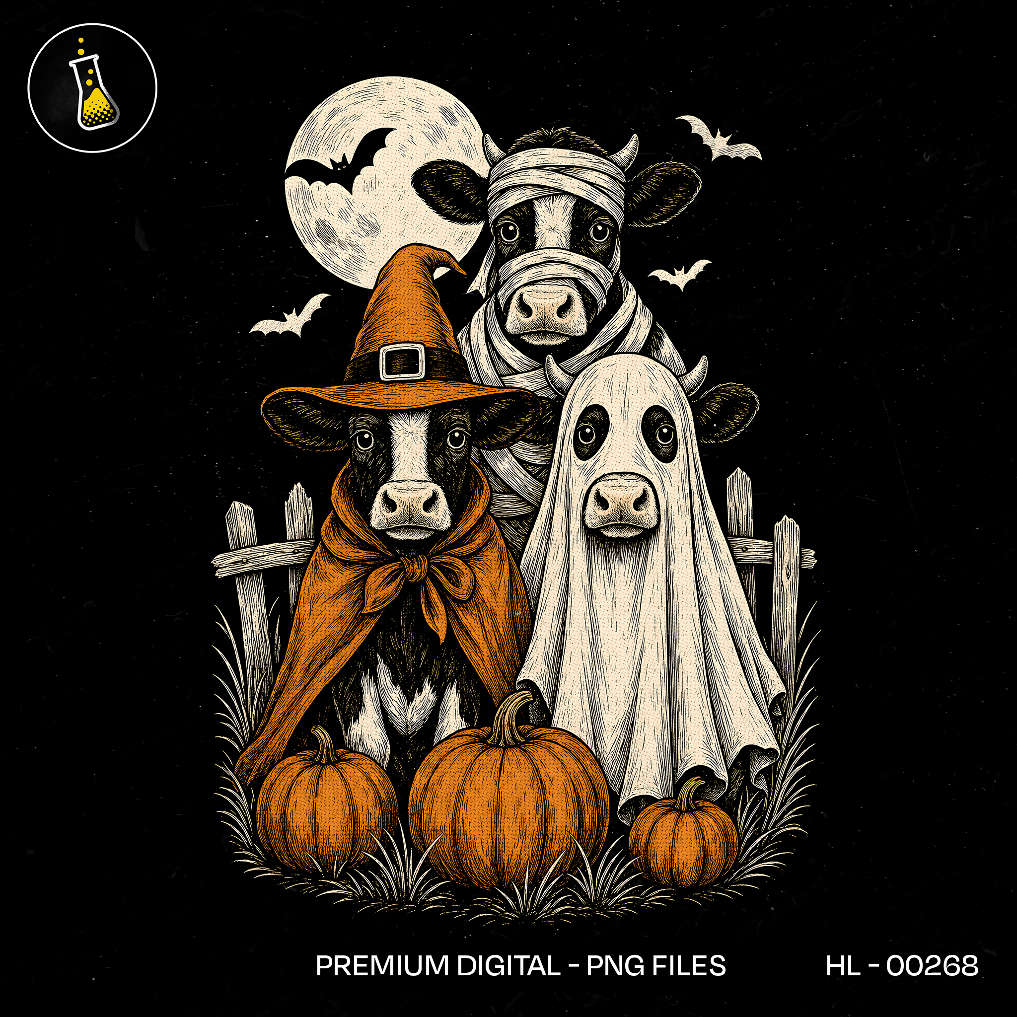 Cute Halloween Cows Costumes Pumpkins Estampa