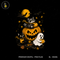 Cute Raccoon Cat Ghost Pumpkin Halloween Estampa