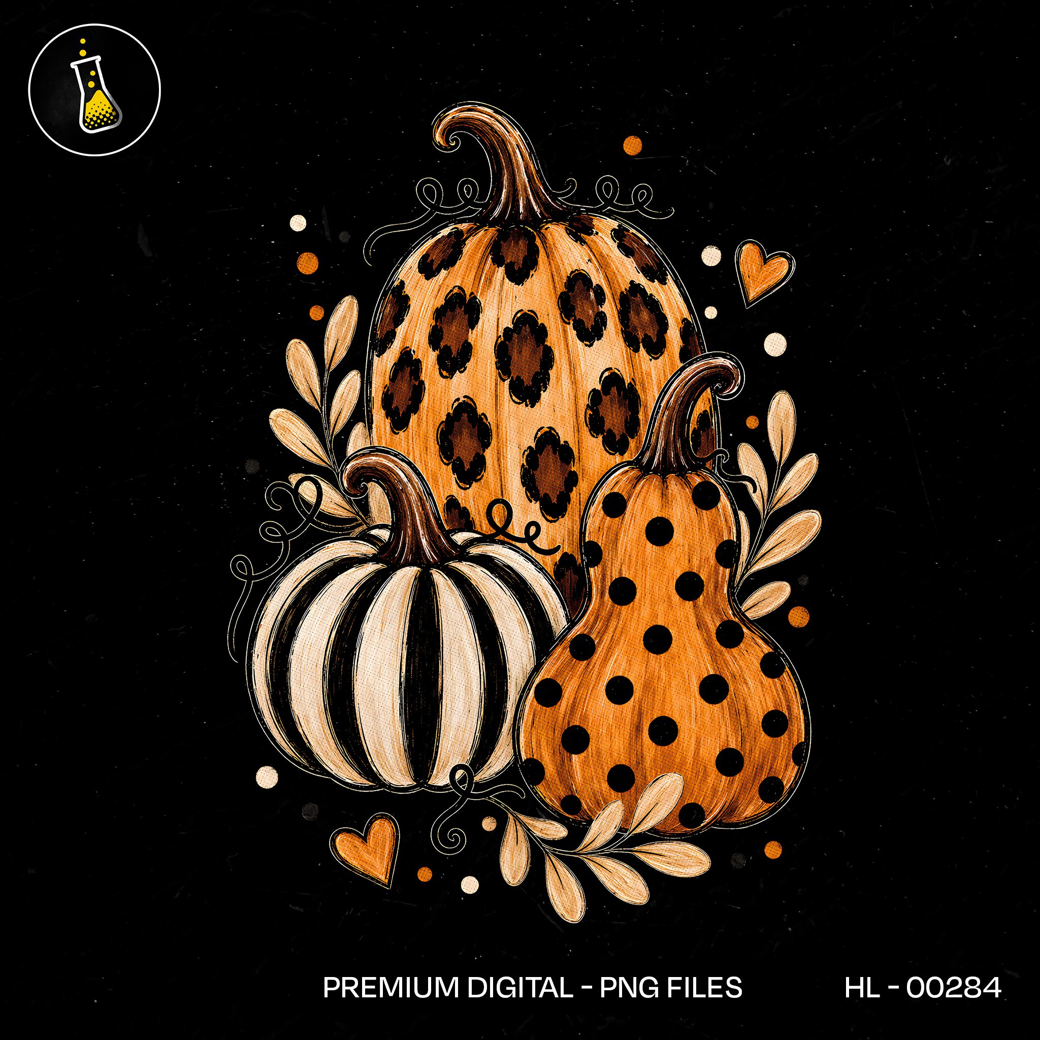 Cute Patterned Pumpkins Trio Autumn Halloween Estampa