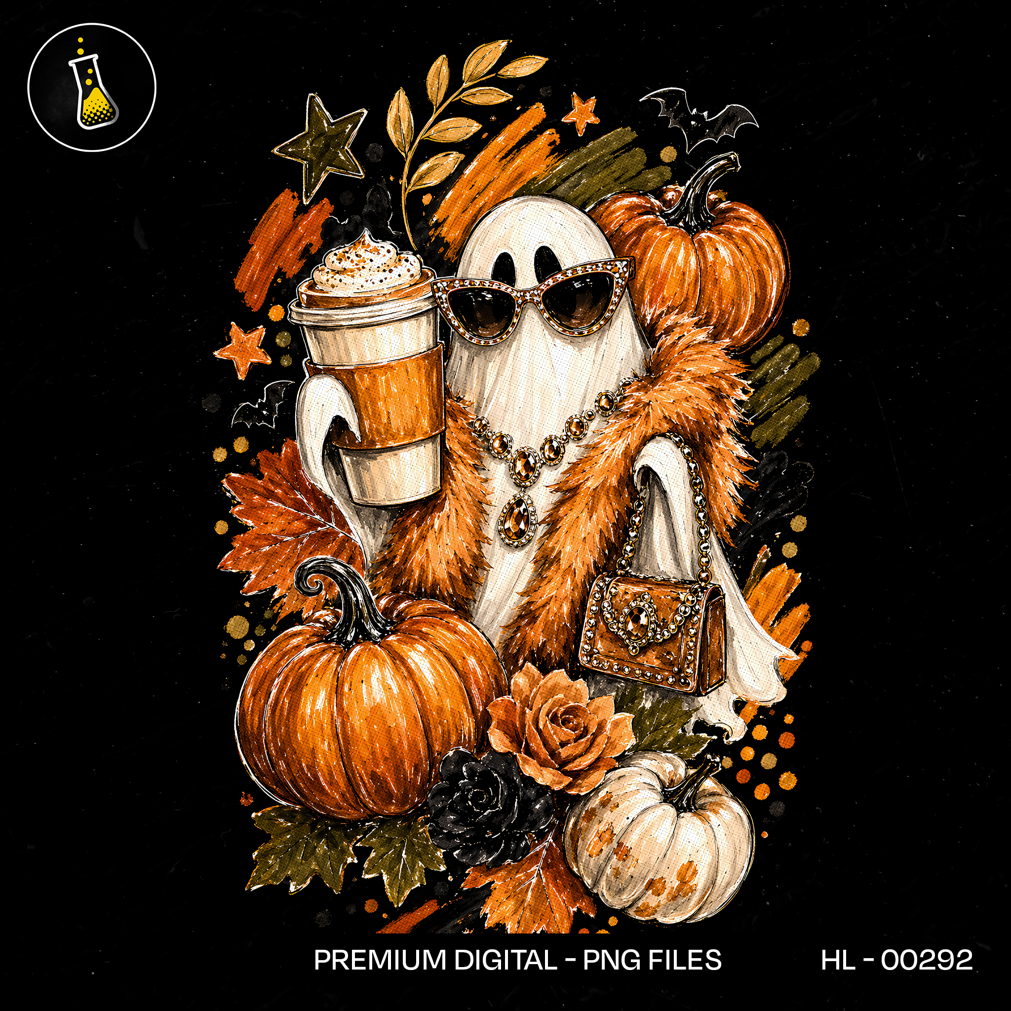 Cute Ghost Pumpkin Spice Coffee Halloween Estampa