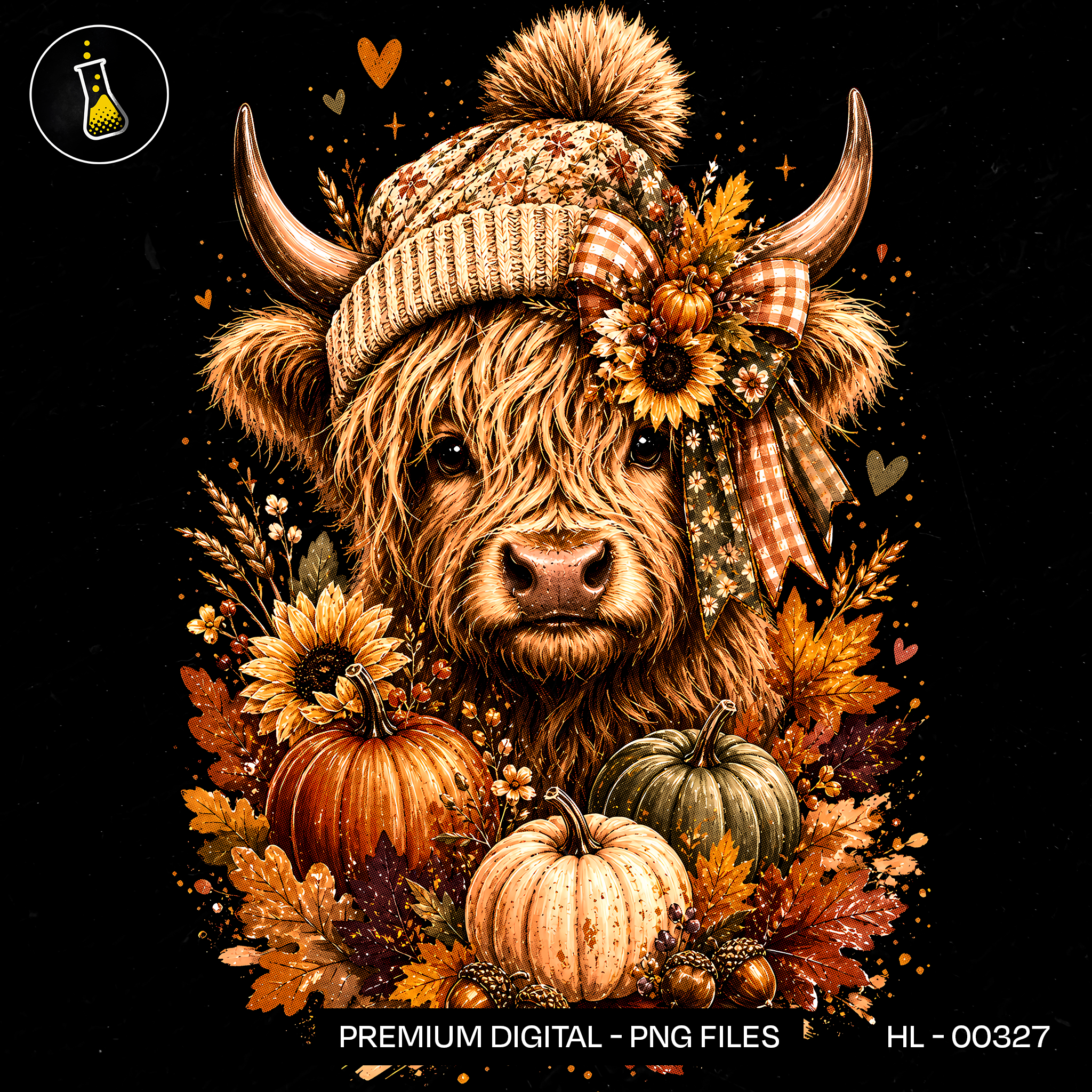 Vaca Highland Fofa Abóbora Trio Estampa