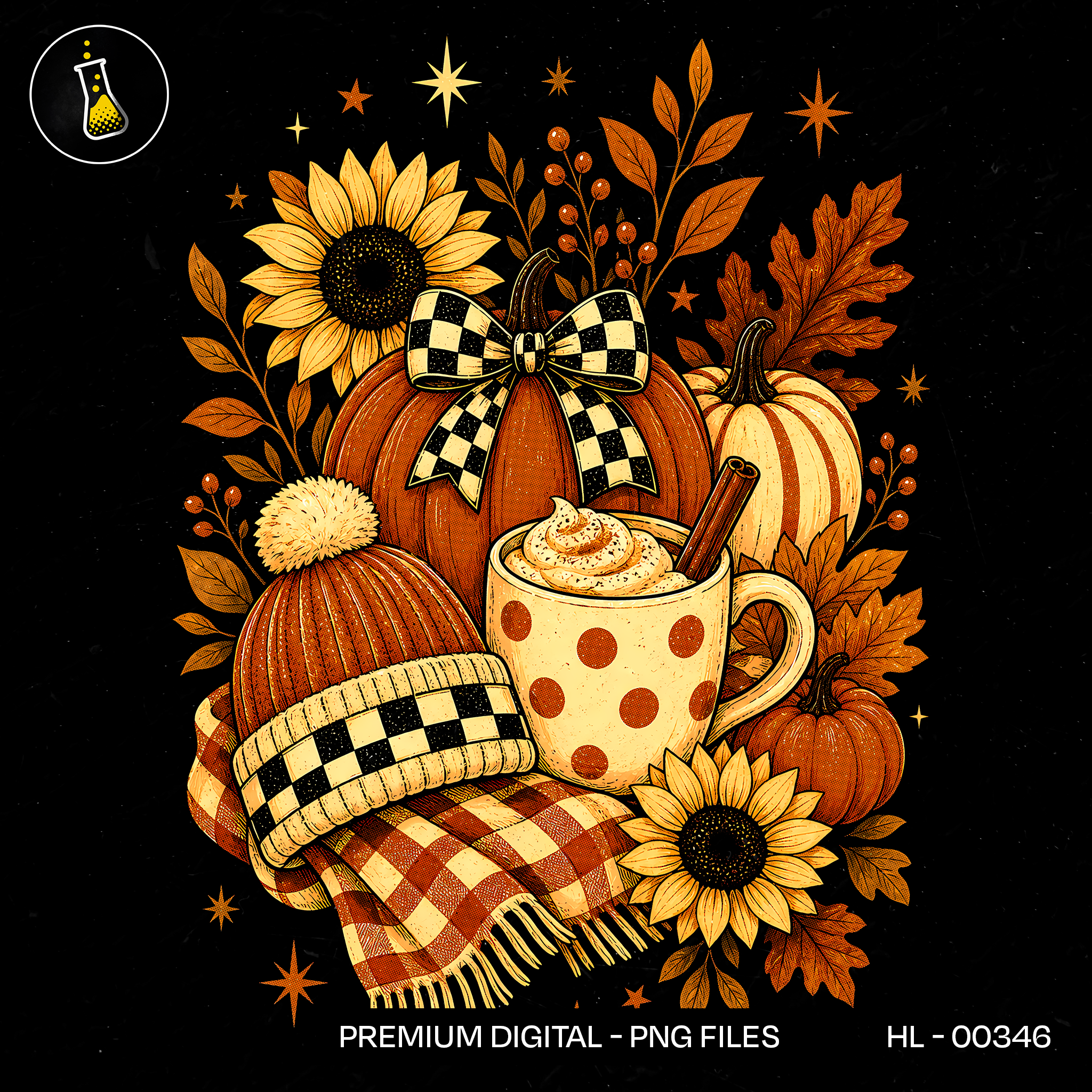 Laço Xadrez Pumpkin Spice Latte Estampa