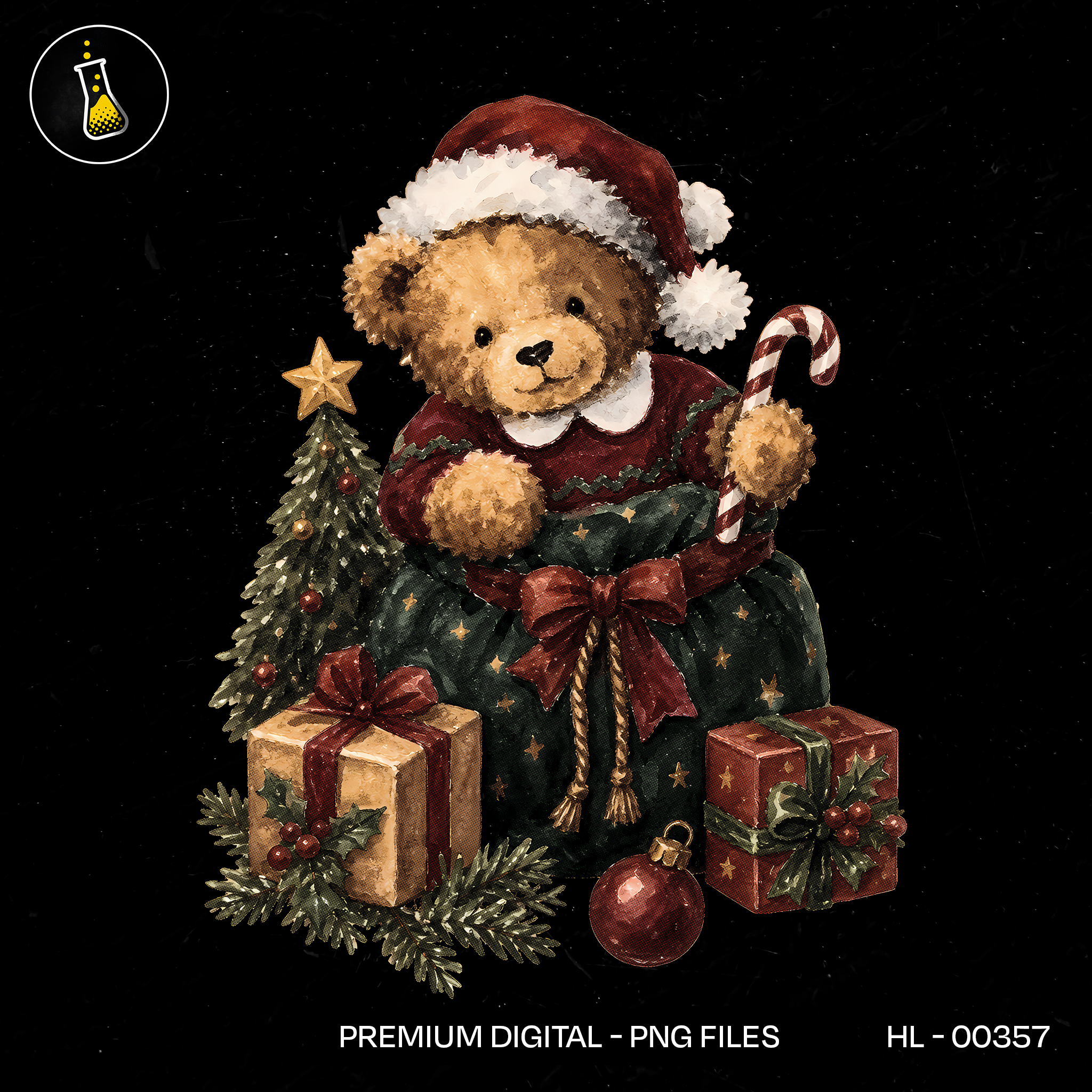 Urso de Pelúcia Gorro de Papai Noel Estampa