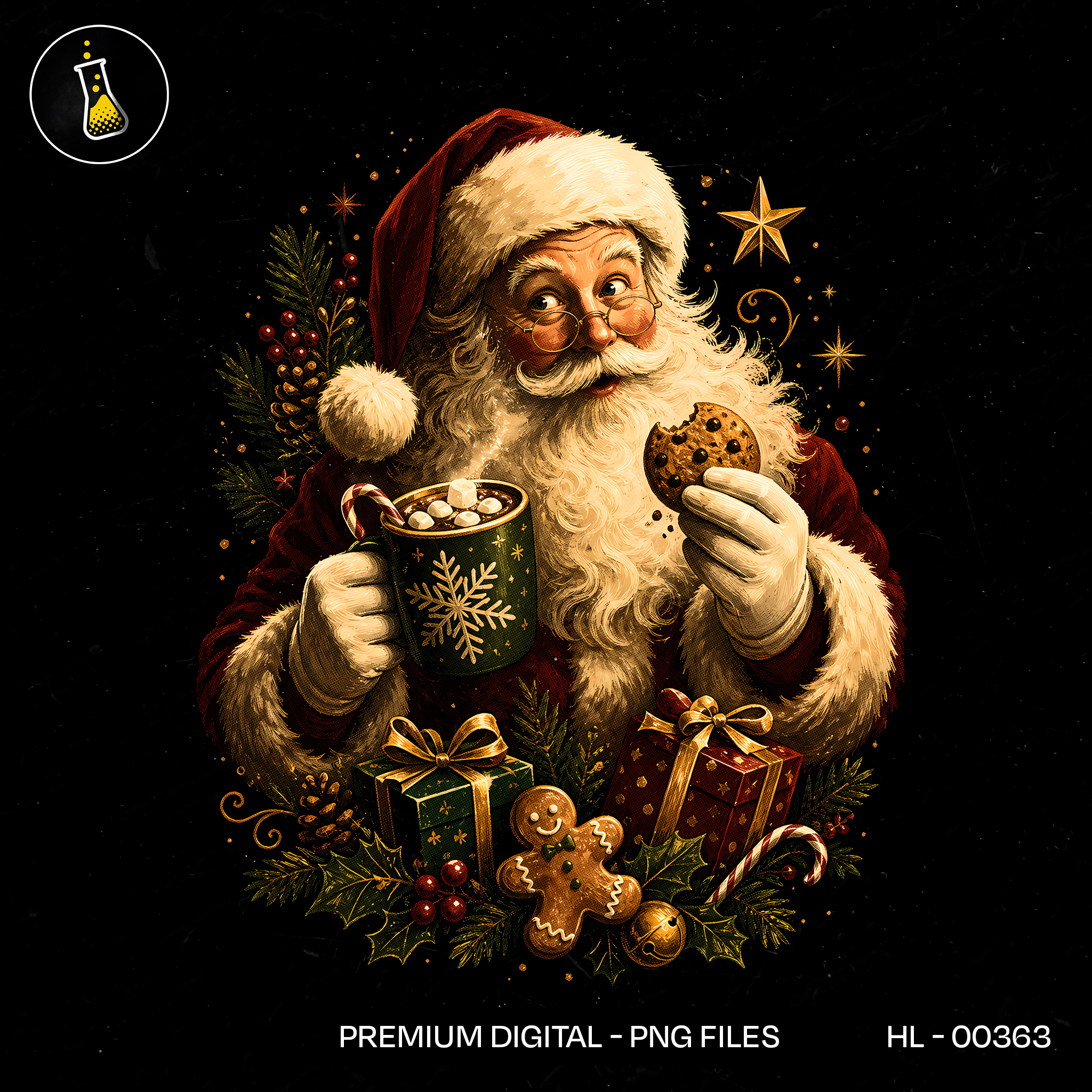 Papai Noel Chocolate Quente Biscoito Aconchegante Estampa