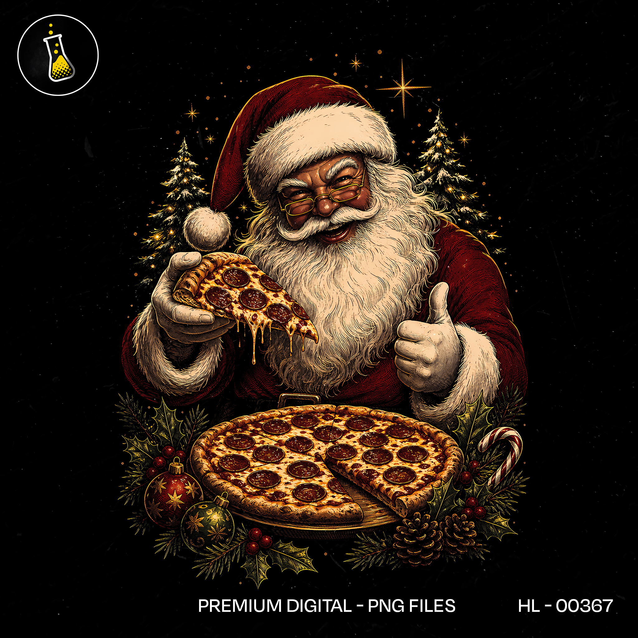 Papai Noel Ama Fatia de Pizza Estampa