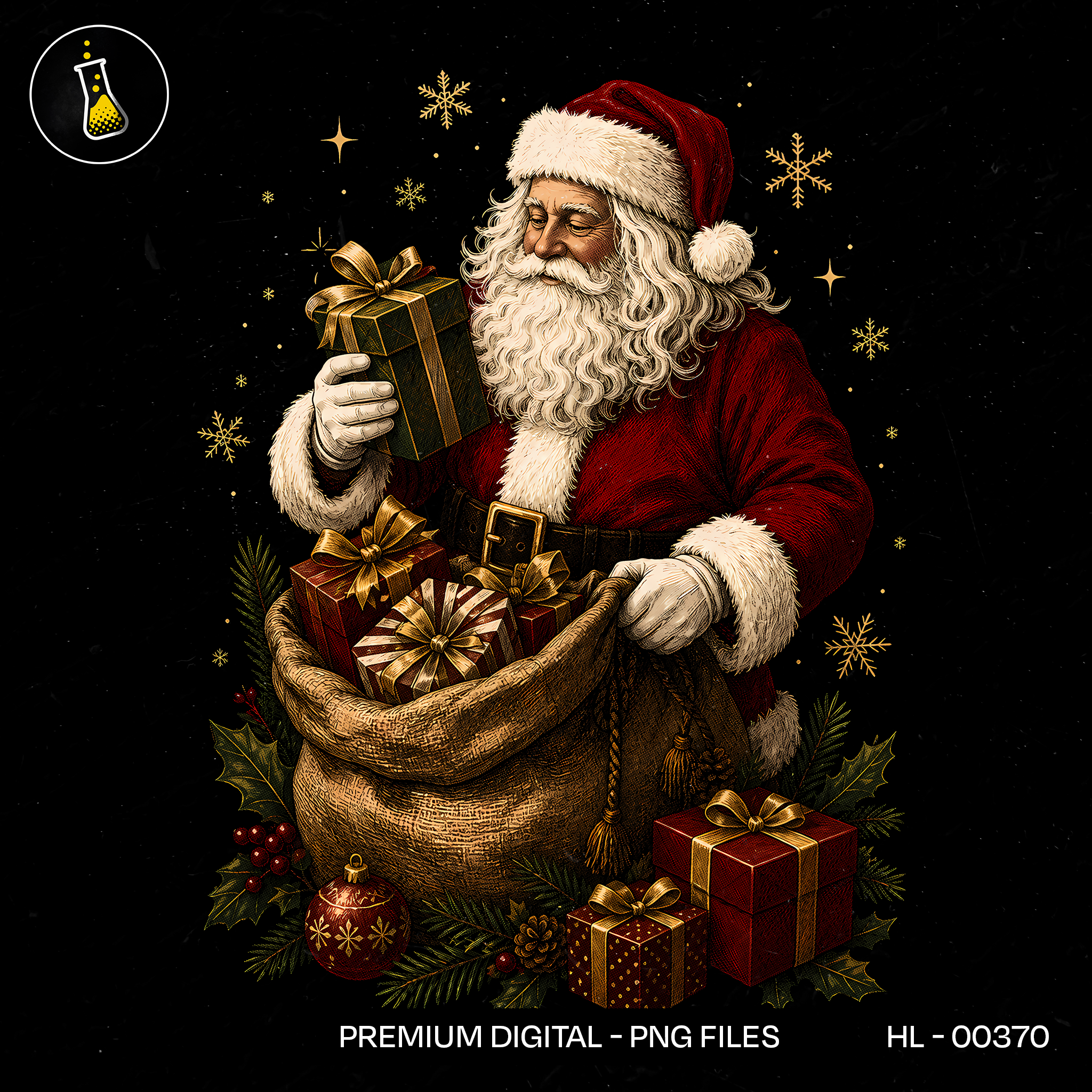 Papai Noel Enchendo Saco de Presentes Estampa