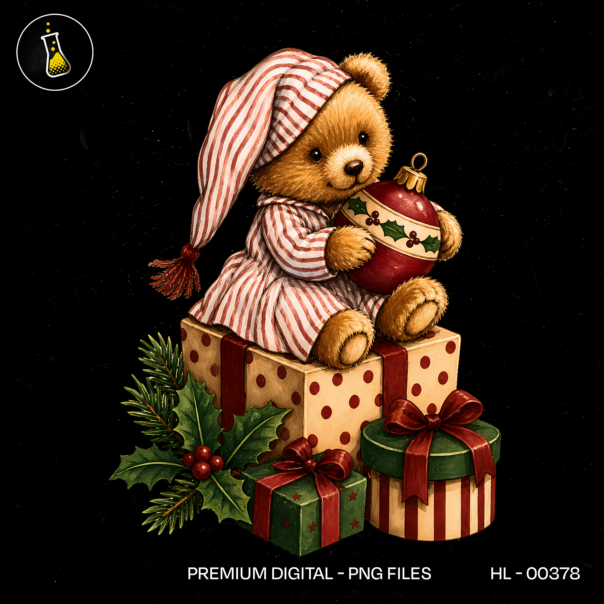 Urso de Pelúcia Pijama Bengala Doce Estampa