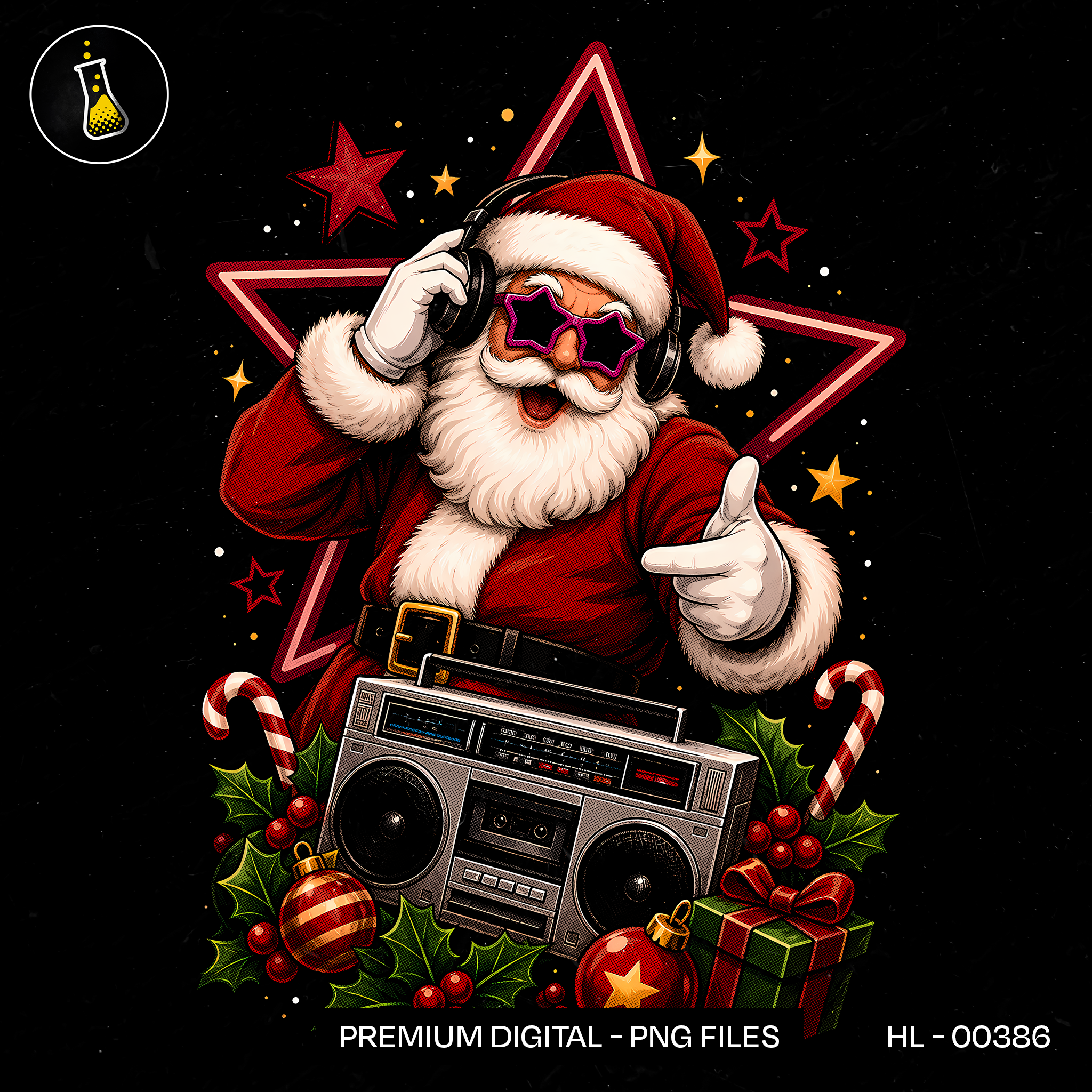 Papai Noel DJ Boombox Óculos de Sol Estampa