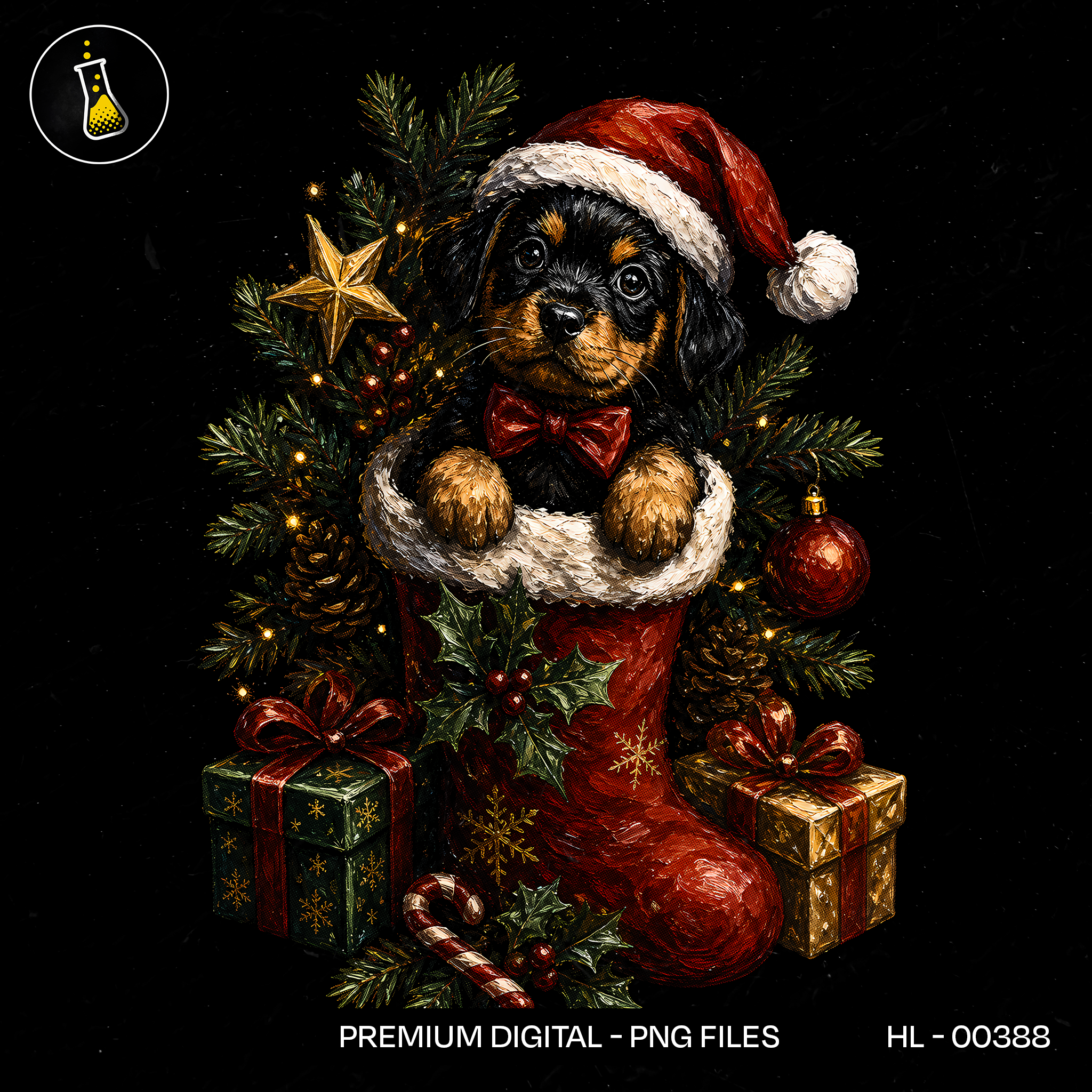 Filhote de Rottweiler Meia de Natal Estampa