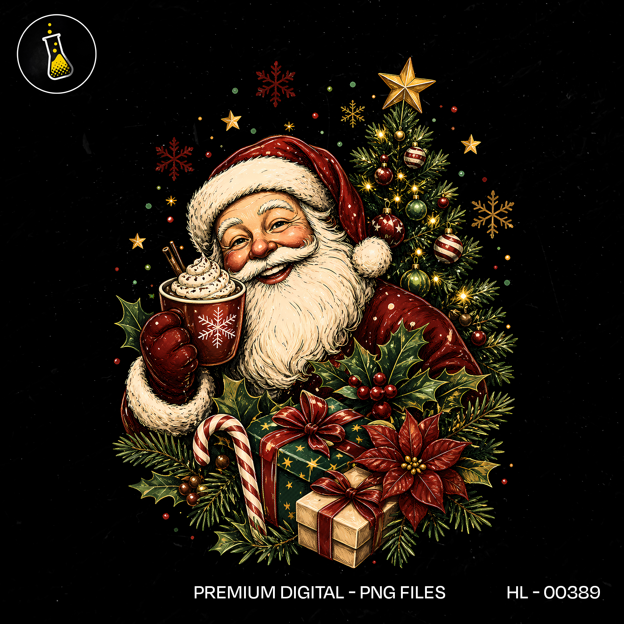 Papai Noel Tomando Chocolate Quente Estampa