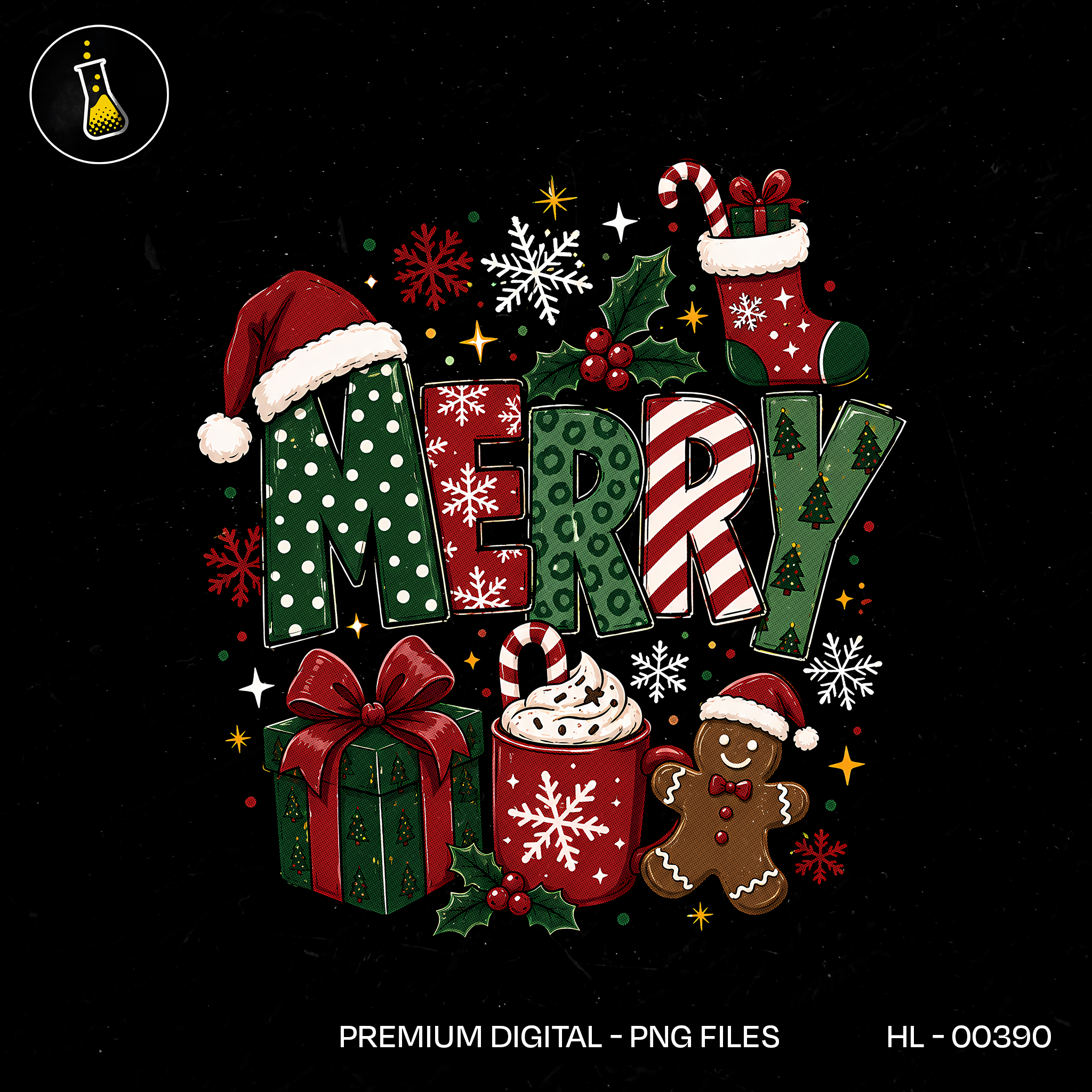 Feliz Natal Texto em Negrito Estampa