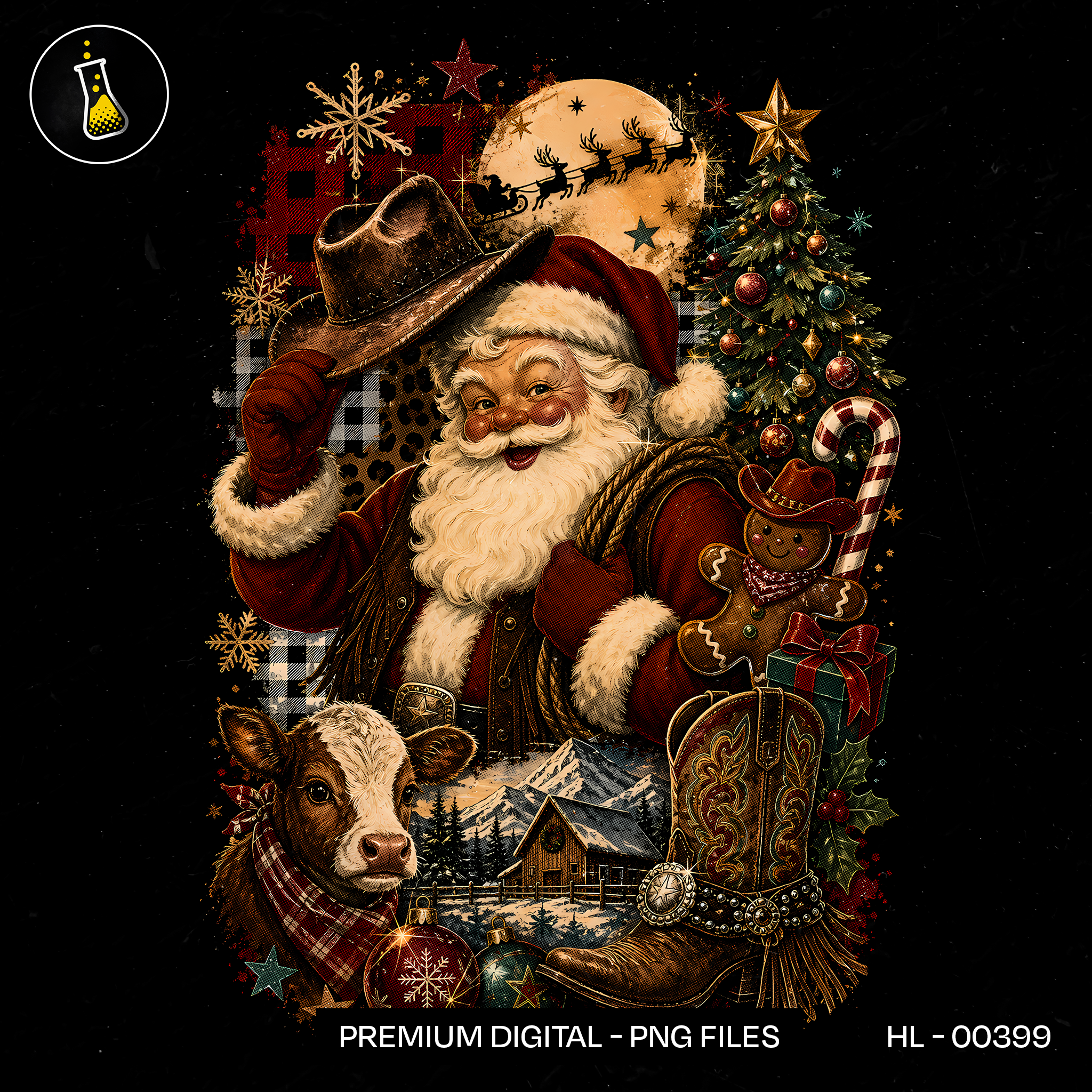 Papai Noel Caubói Natal Country Estampa