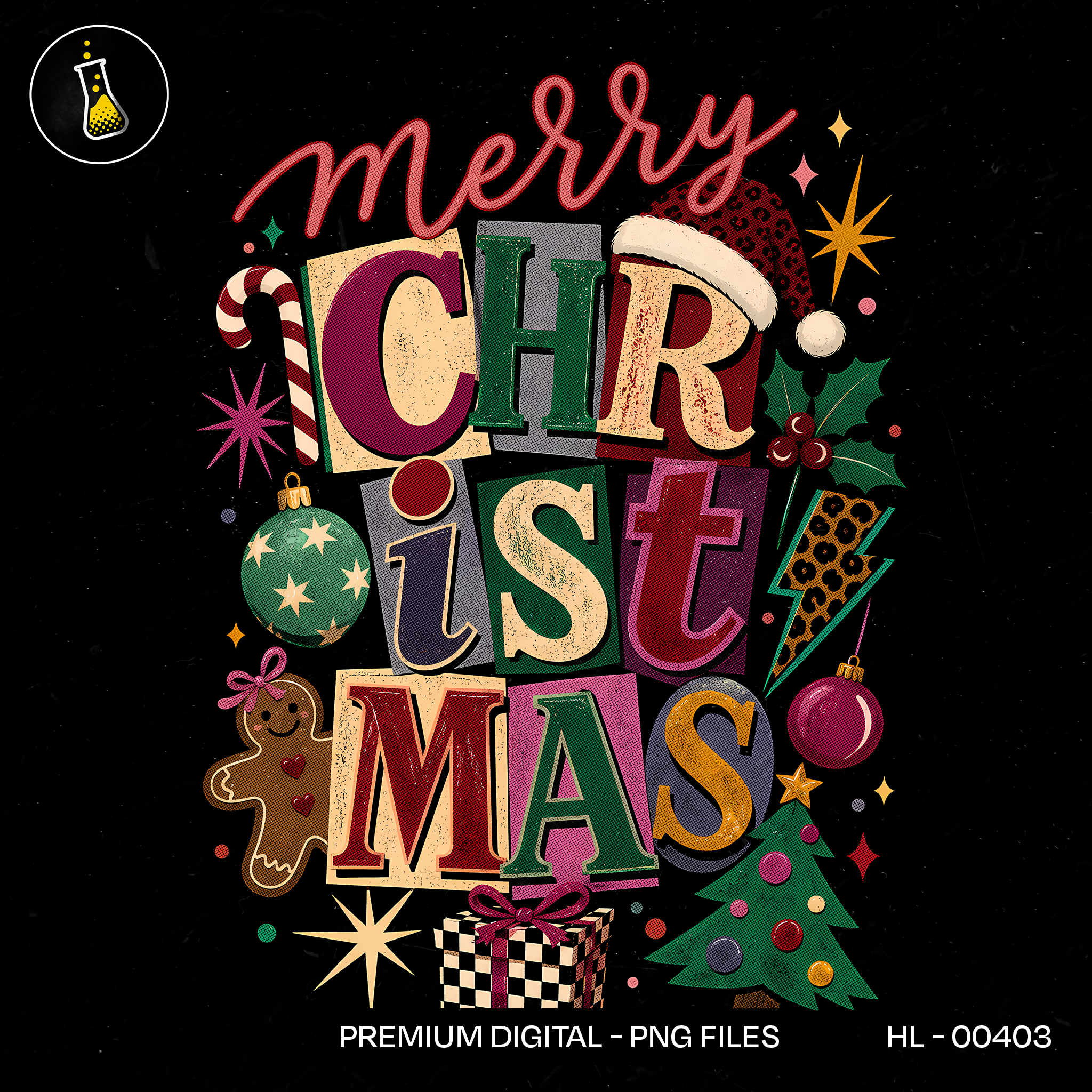 Lettering Feliz Natal Retrô Estampa