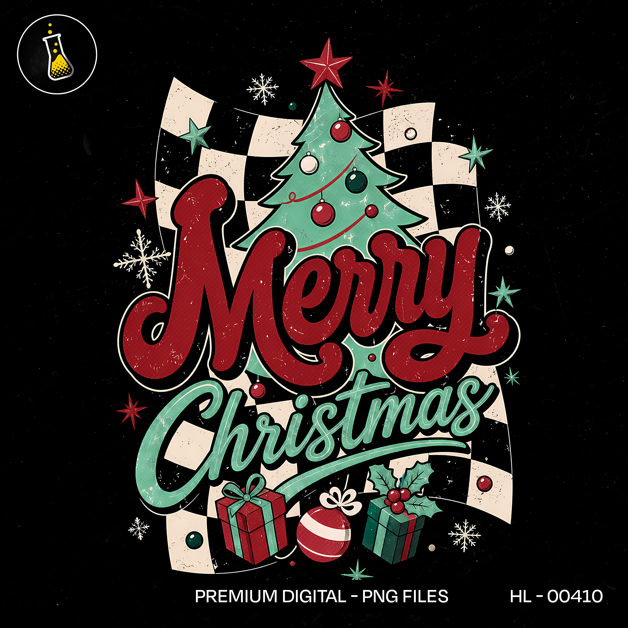 Texto de Natal Xadrez Vintage Estampa